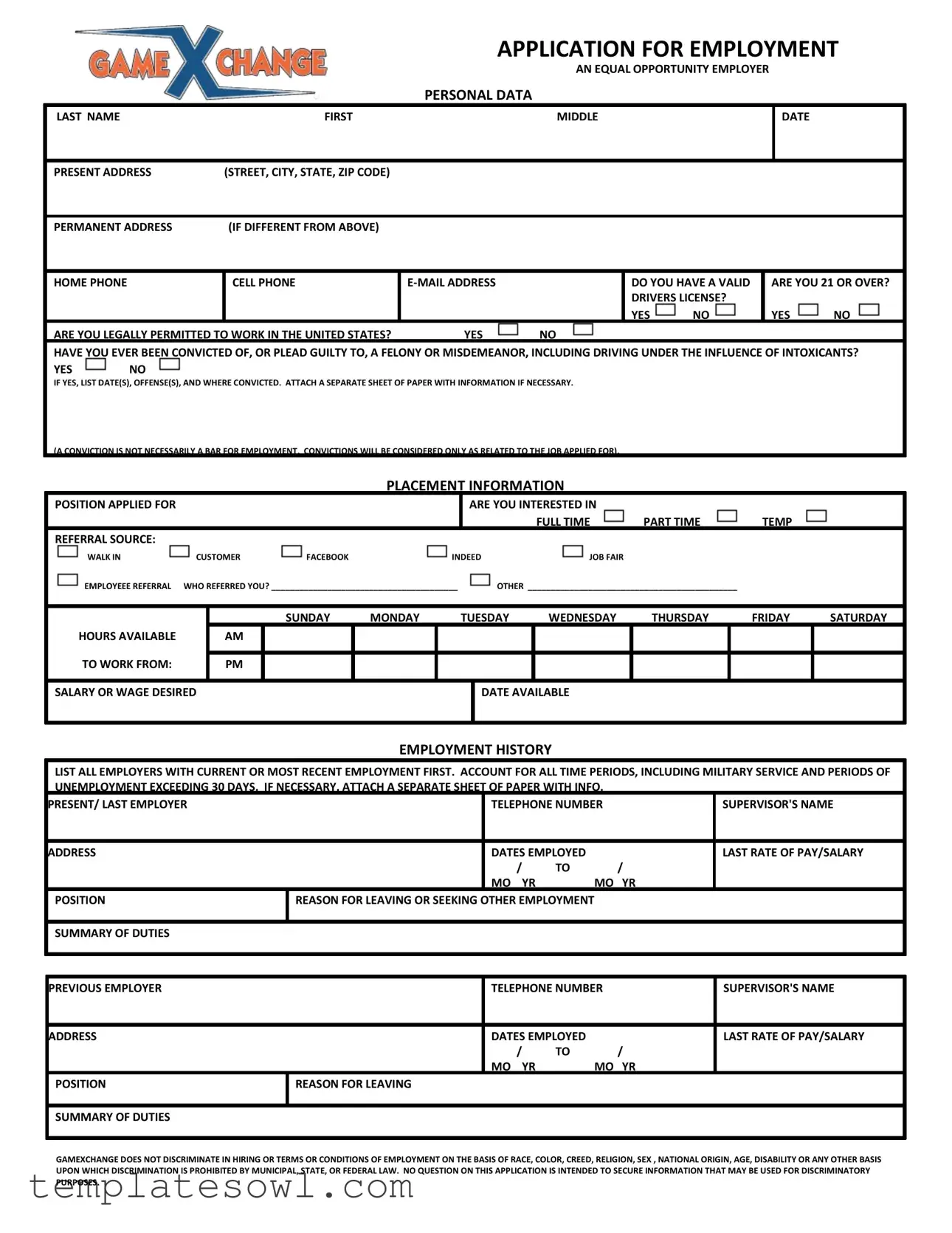 Fill Out Your Game Xchange Application Form