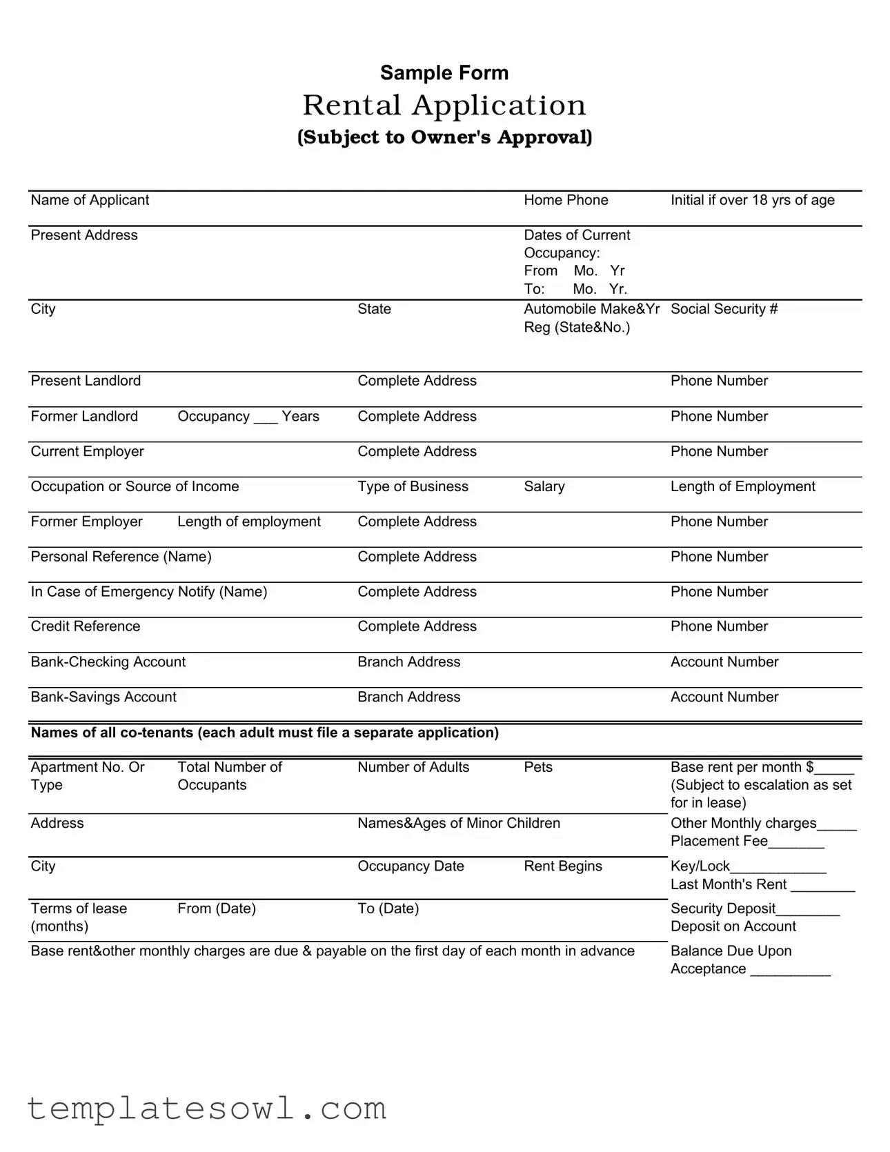Fill Out Your Gbreb Rental Application Form