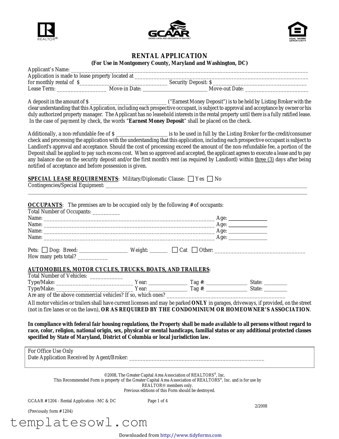 Fill Out Your Gcaar 1204 Form