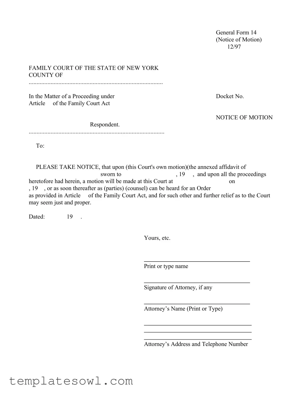 Fill Out Your General 14 Form