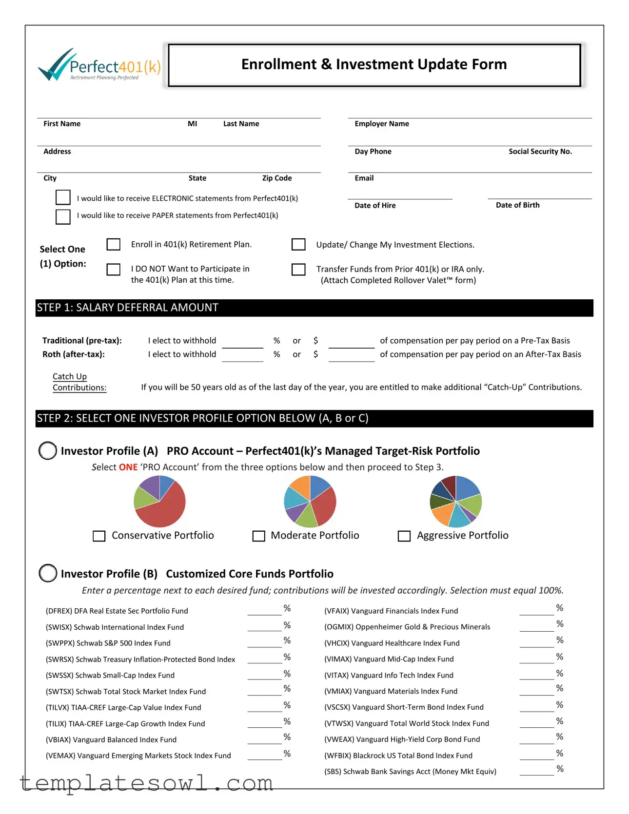 Fill Out Your Generic 401K Enrollment Form