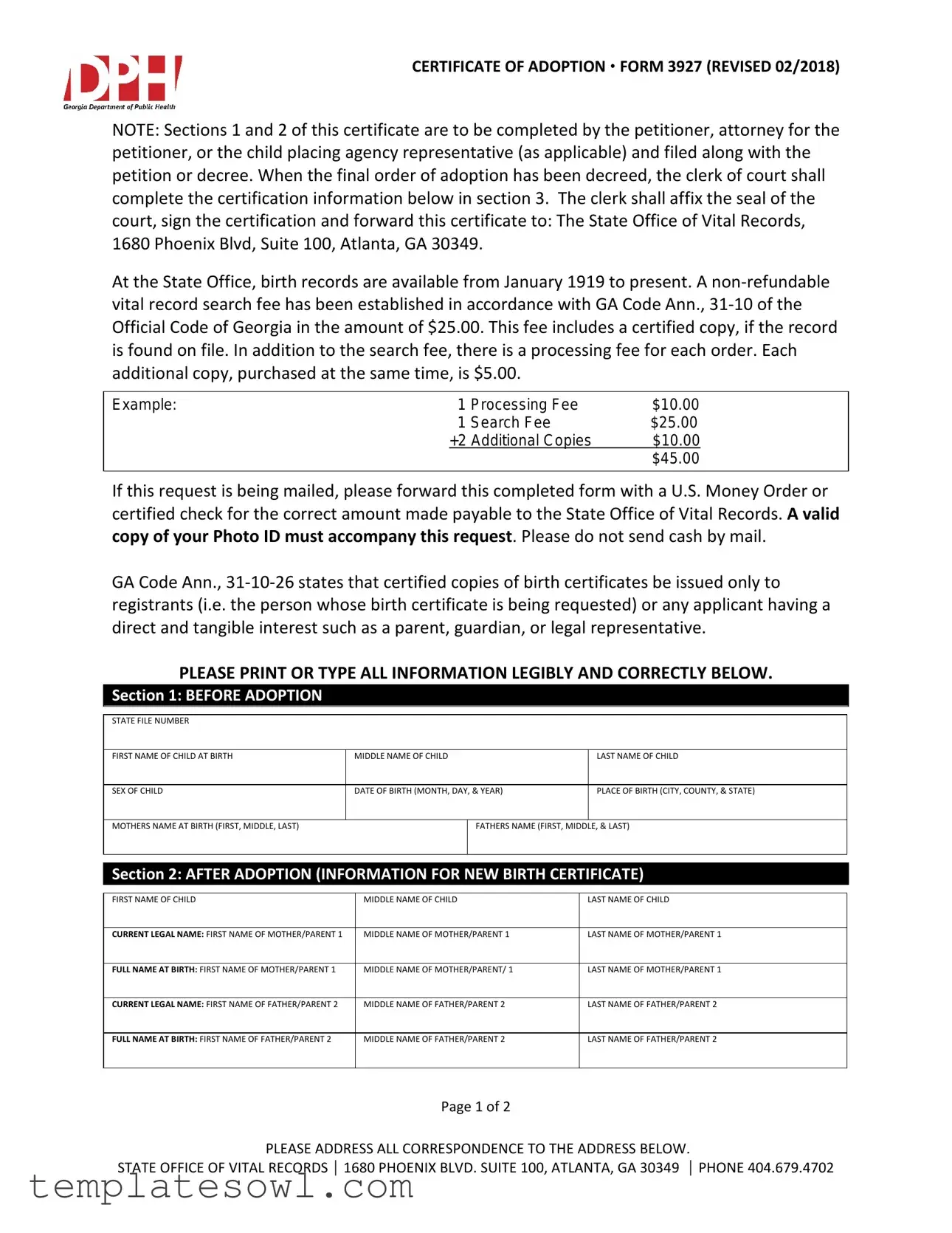 Fill Out Your Georgia Adult Adoption Petition Form