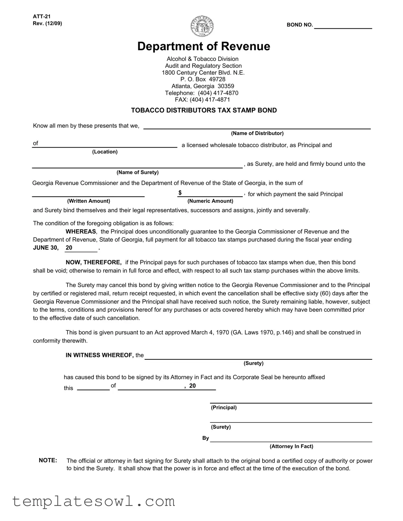 Fill Out Your Georgia Att 21 Form