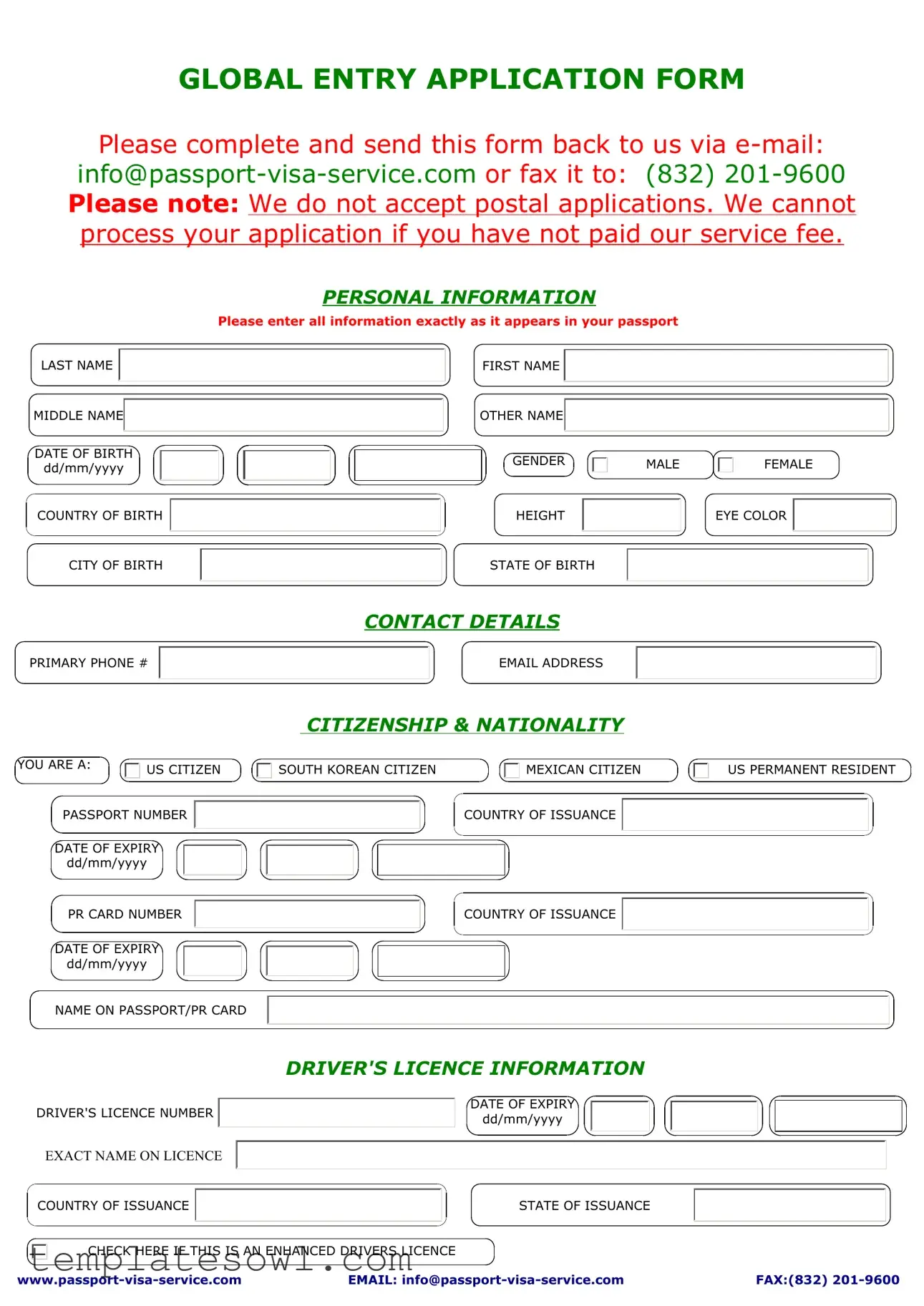 Fill Out Your Global Entry Application Form