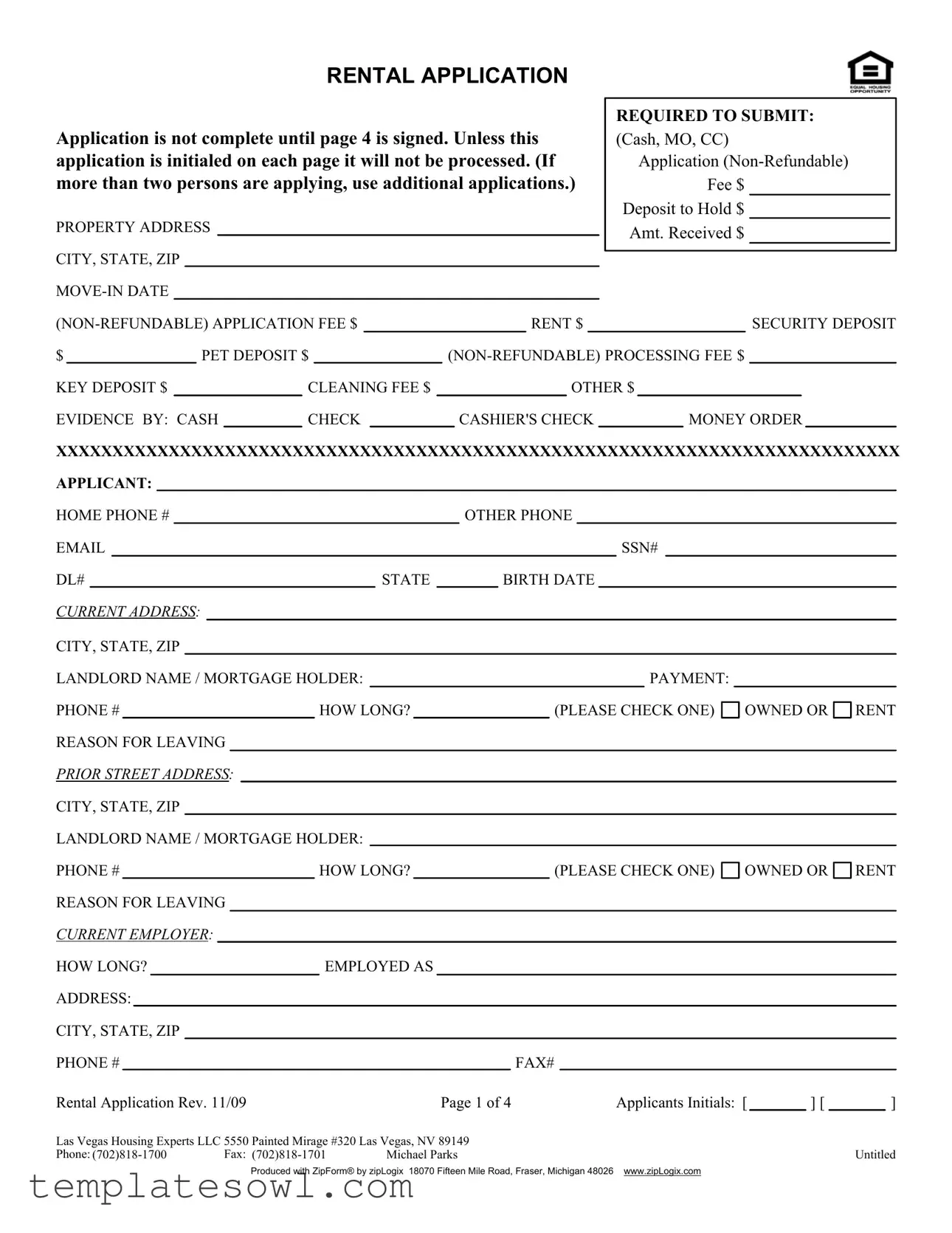 Fill Out Your Glvar Rental Application Form