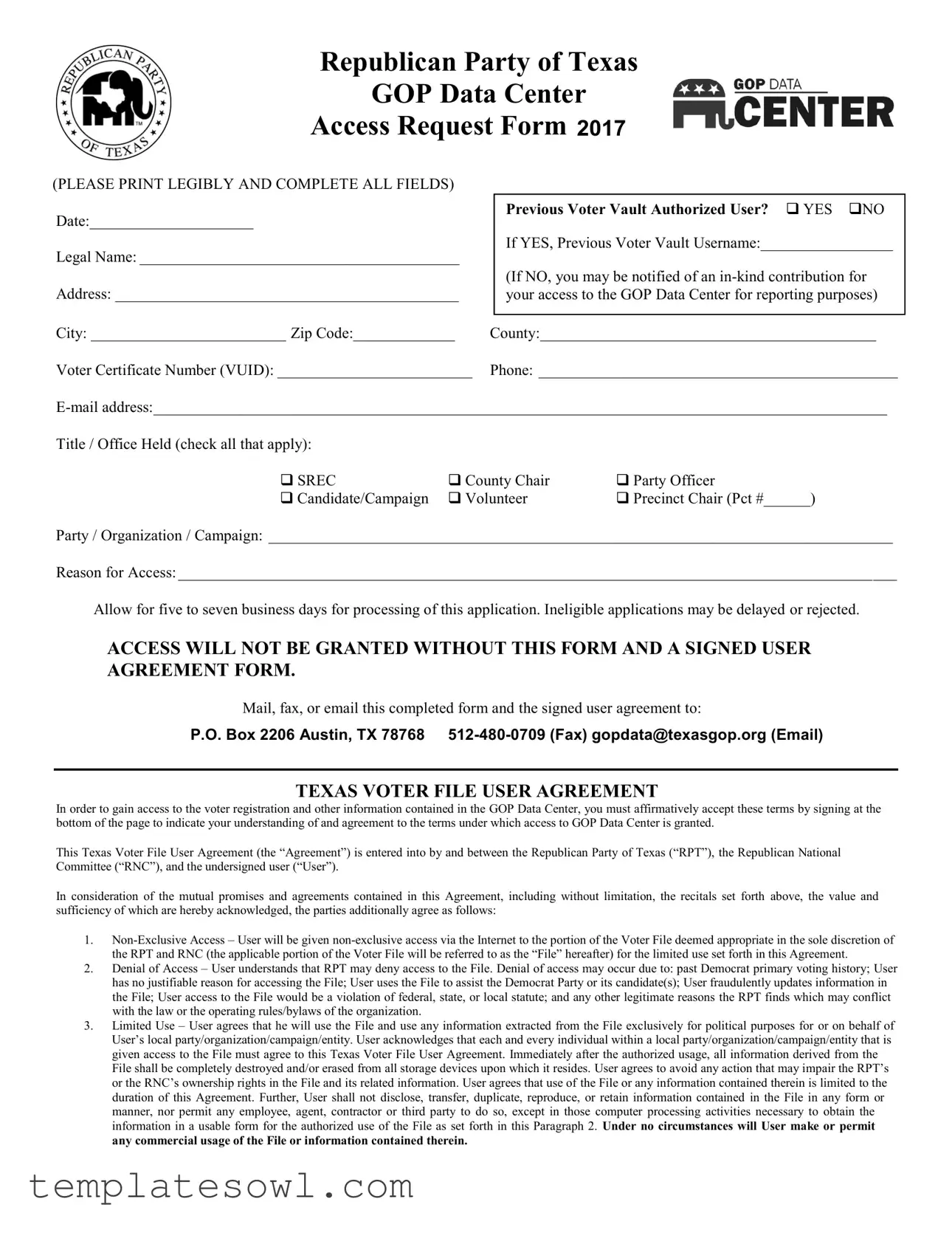 Fill Out Your Gop Data Center Form