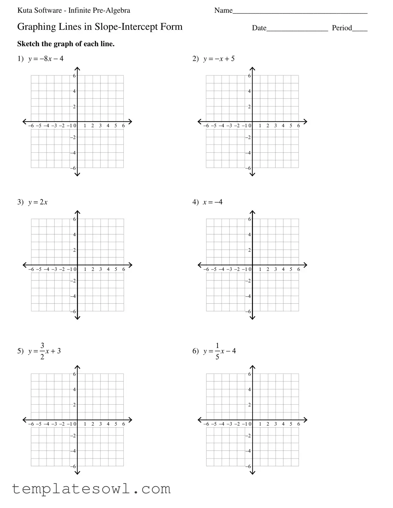 Fill Out Your Graphing Slope Intercept Form