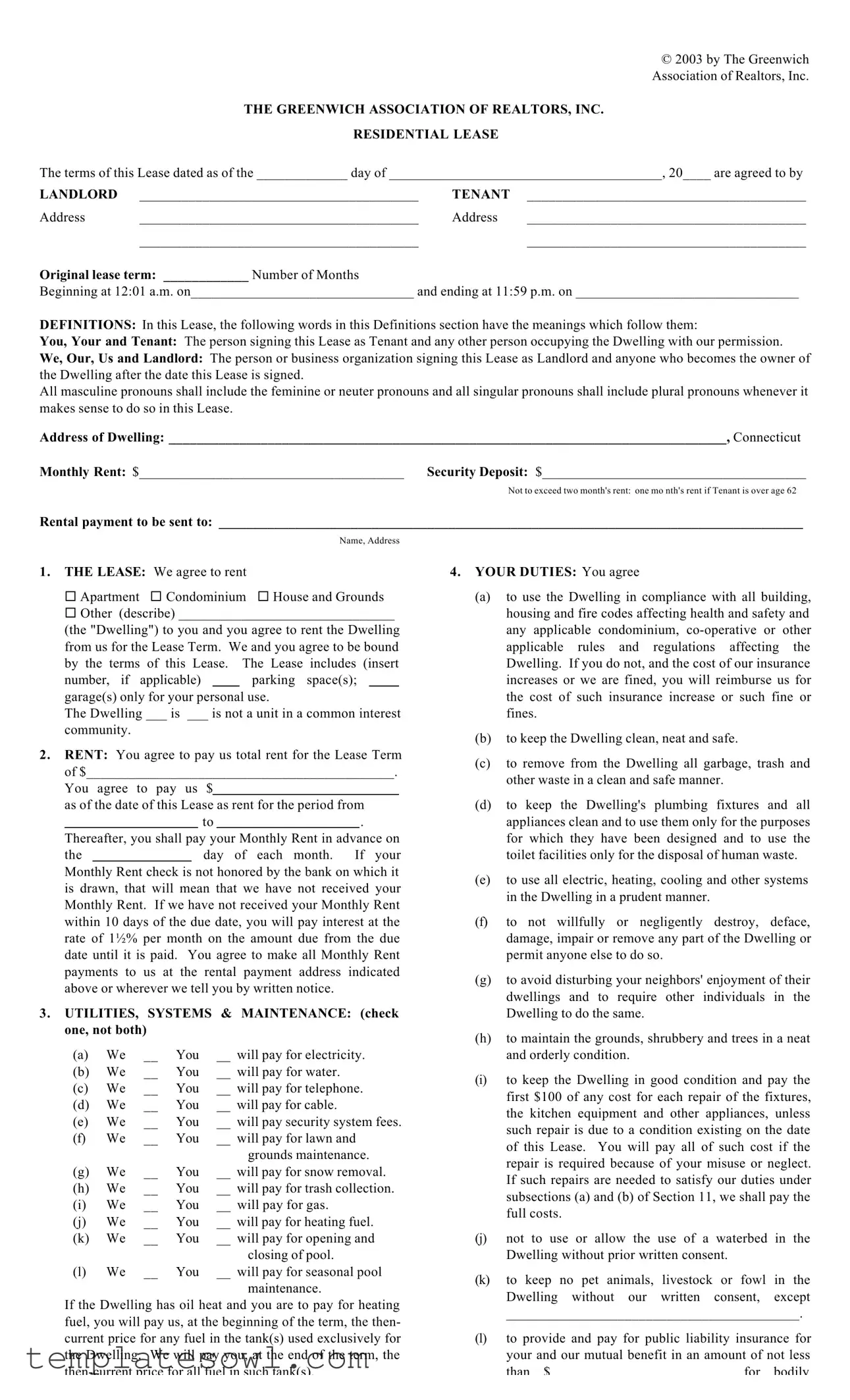 Fill Out Your Greenwich Association Realtors Form