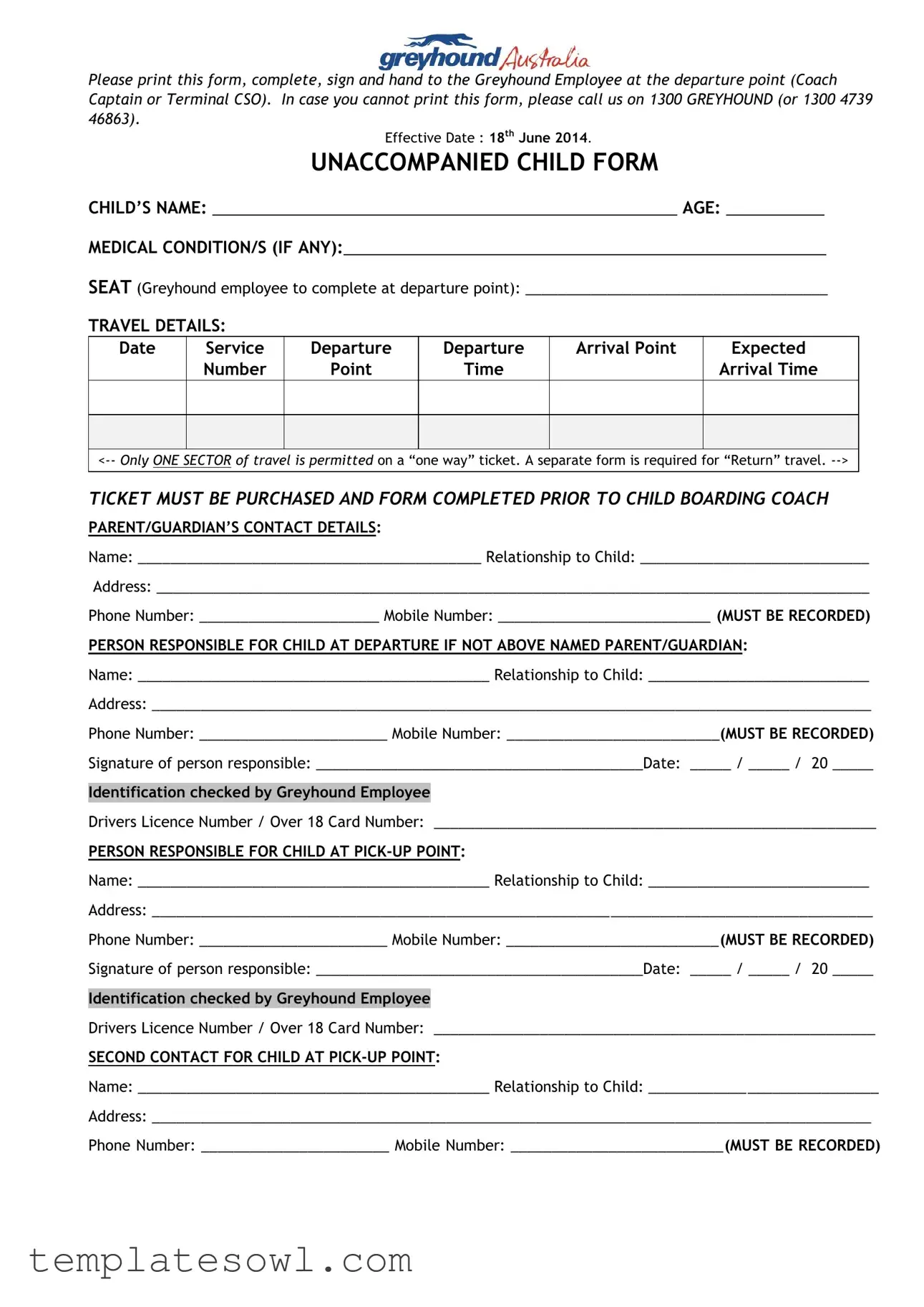 Fill Out Your Greyhound Unaccompanied Minor Form