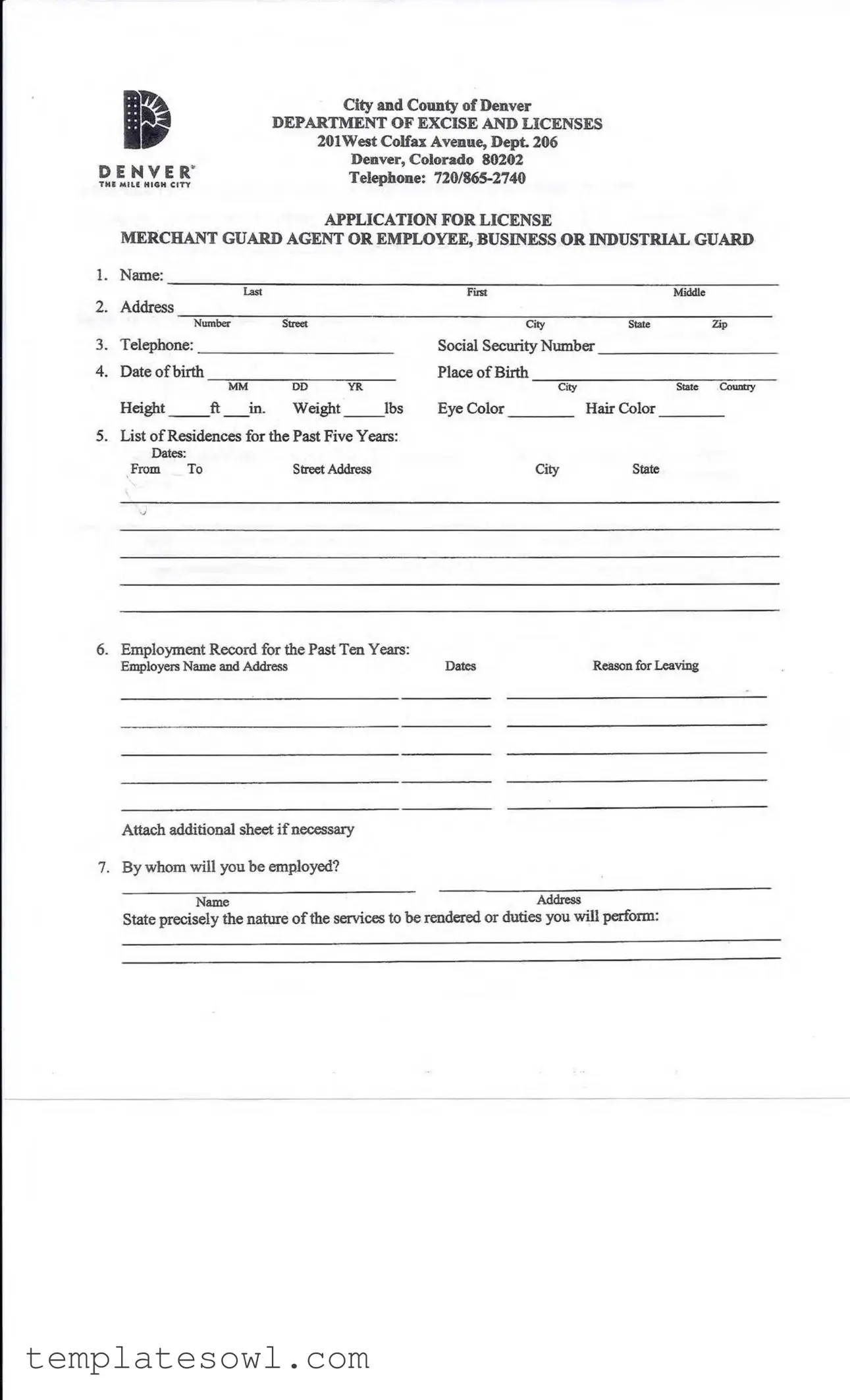 Fill Out Your Guard Training Denver Form