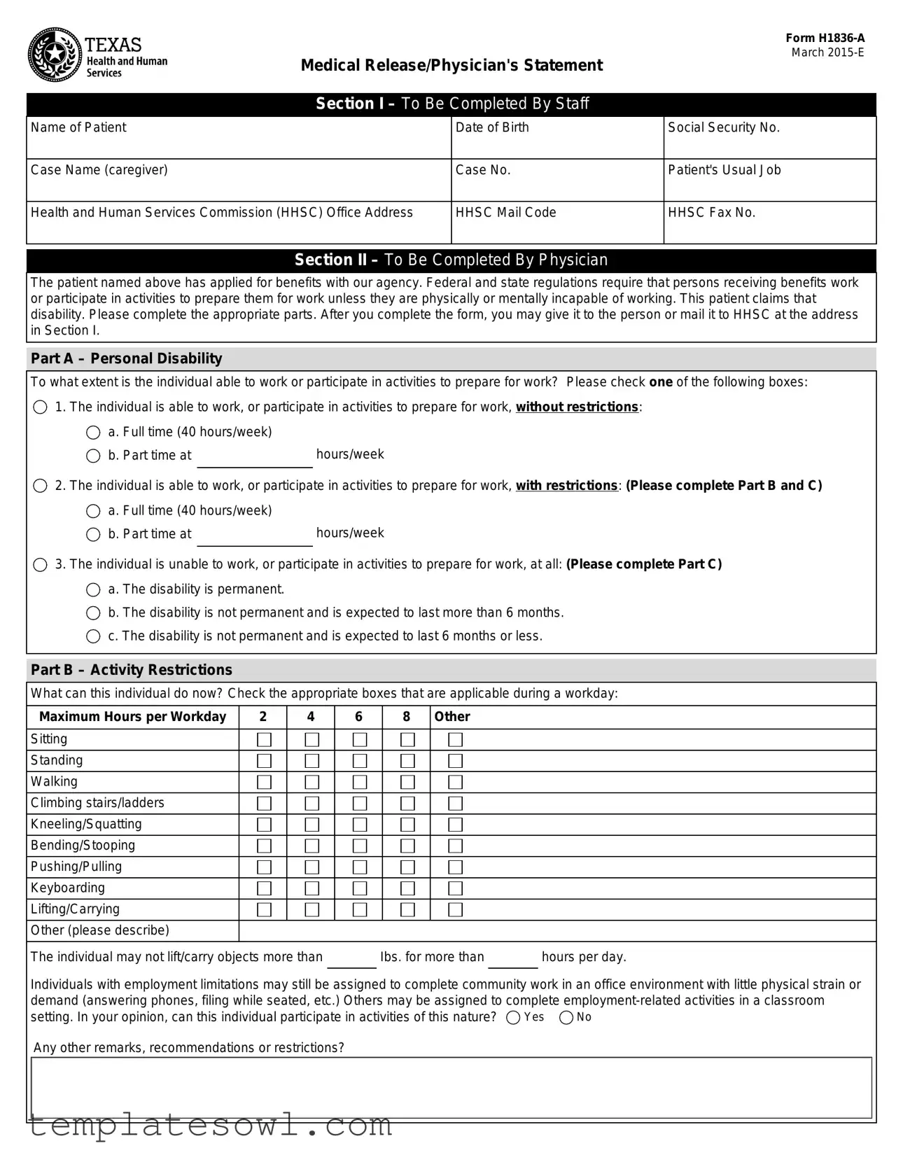 Fill Out Your H1836 A Form