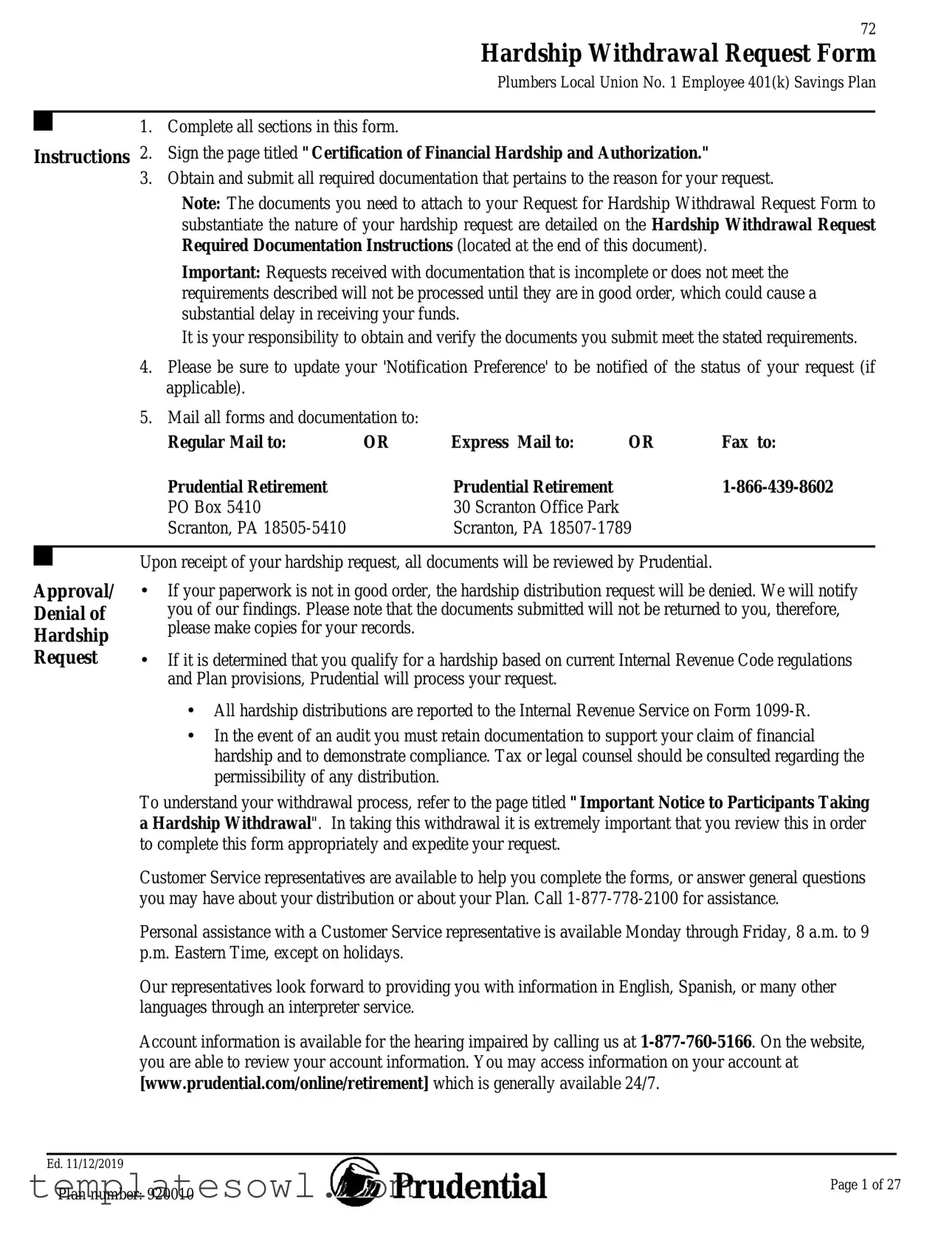 Fill Out Your Hardship Withdrawal Request Form