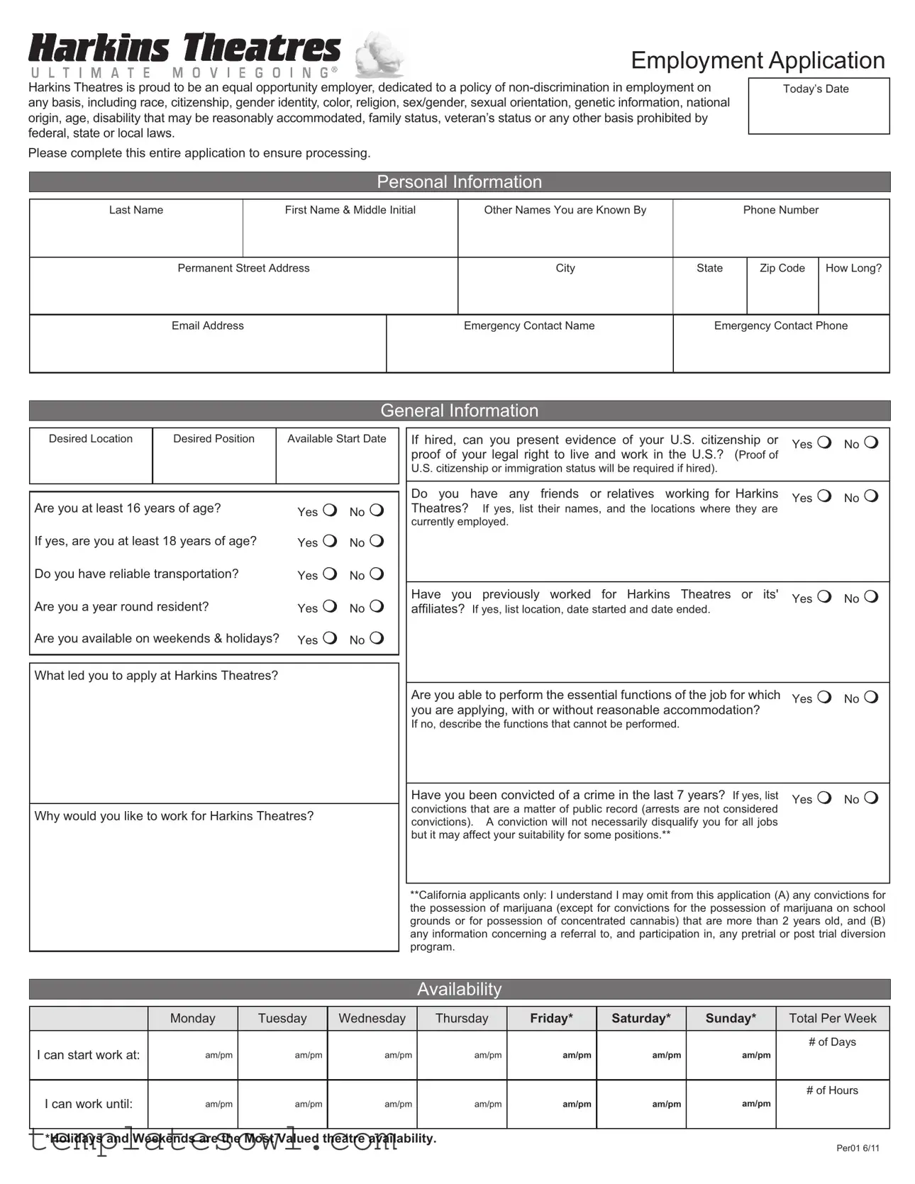 Fill Out Your Harkins Theater Application Form