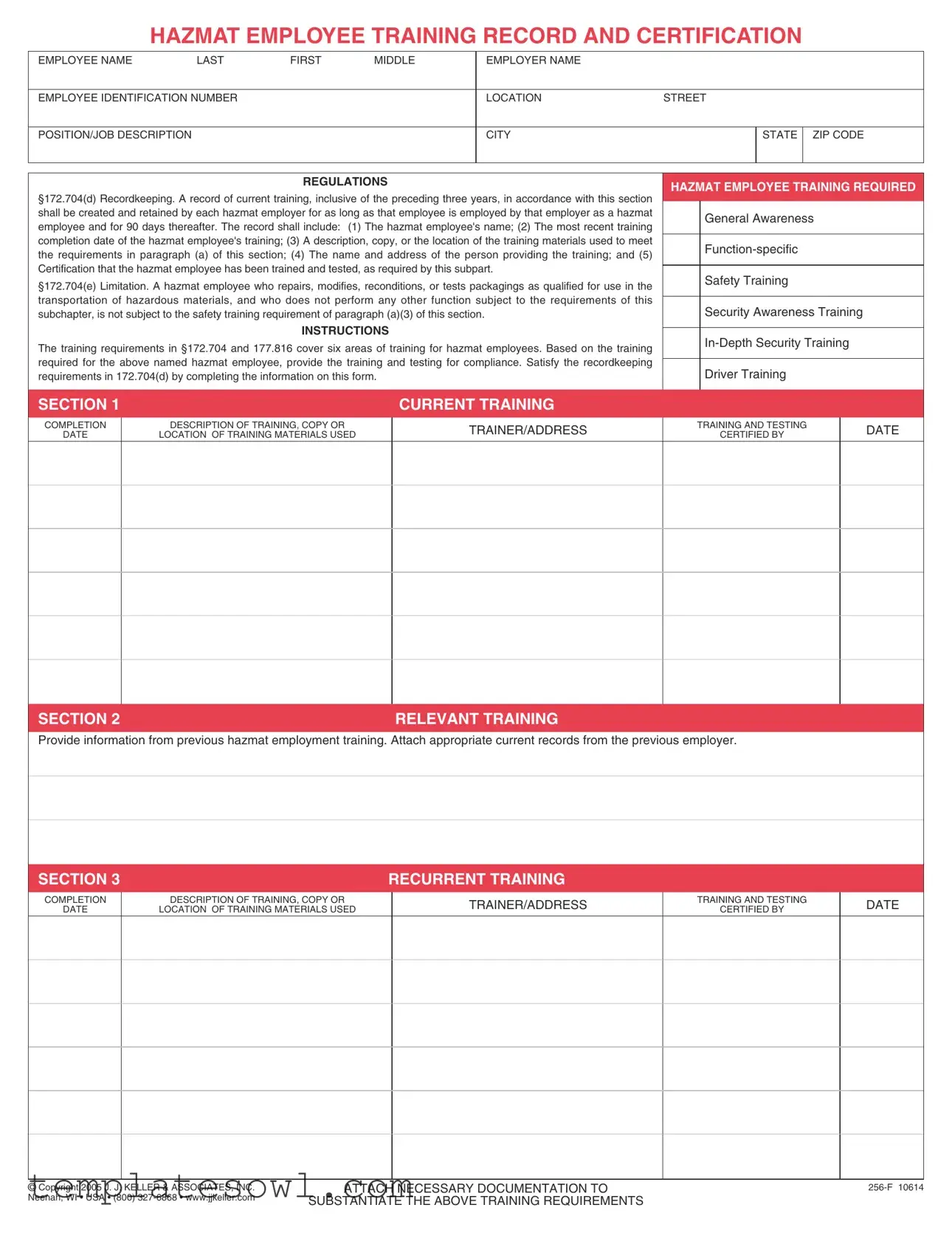 Fill Out Your Hazmat Employee Training Record Form