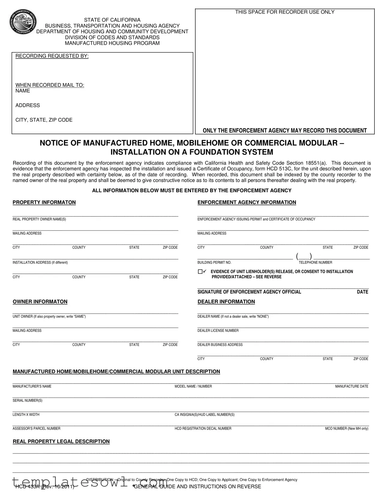 Fill Out Your Hcd 433A Form