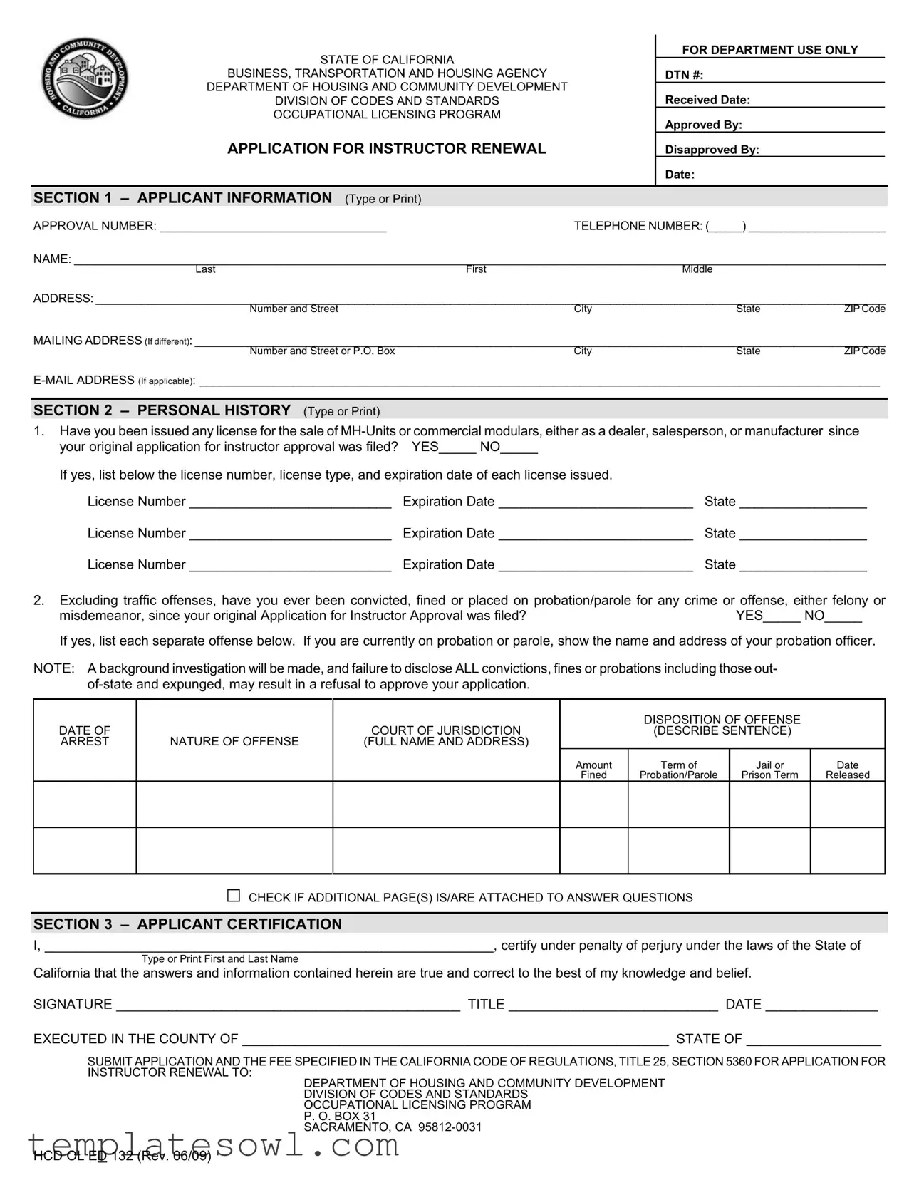 Fill Out Your Hcd Ol Ed 132 Form