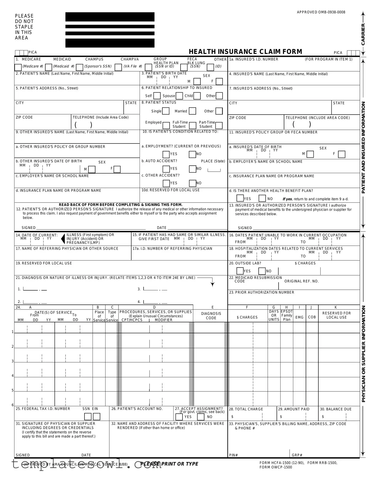 Fill Out Your Hcfa 1500 Form