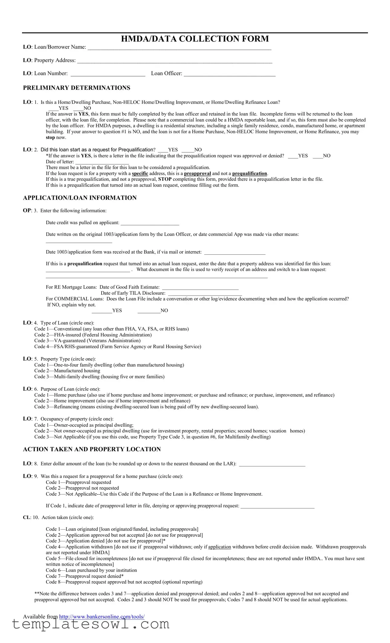 Fill Out Your Hmda Data Collection Form