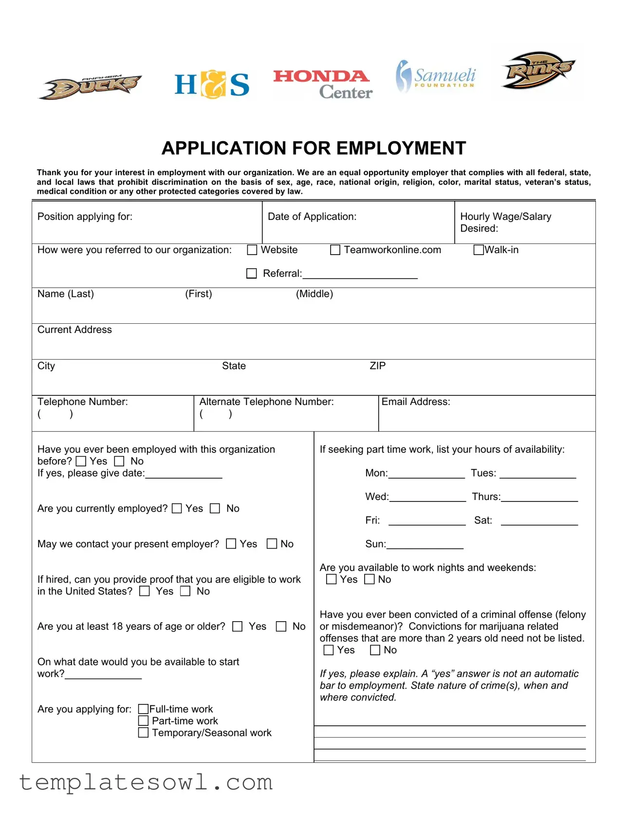 Fill Out Your Honda Center Job Fair Form