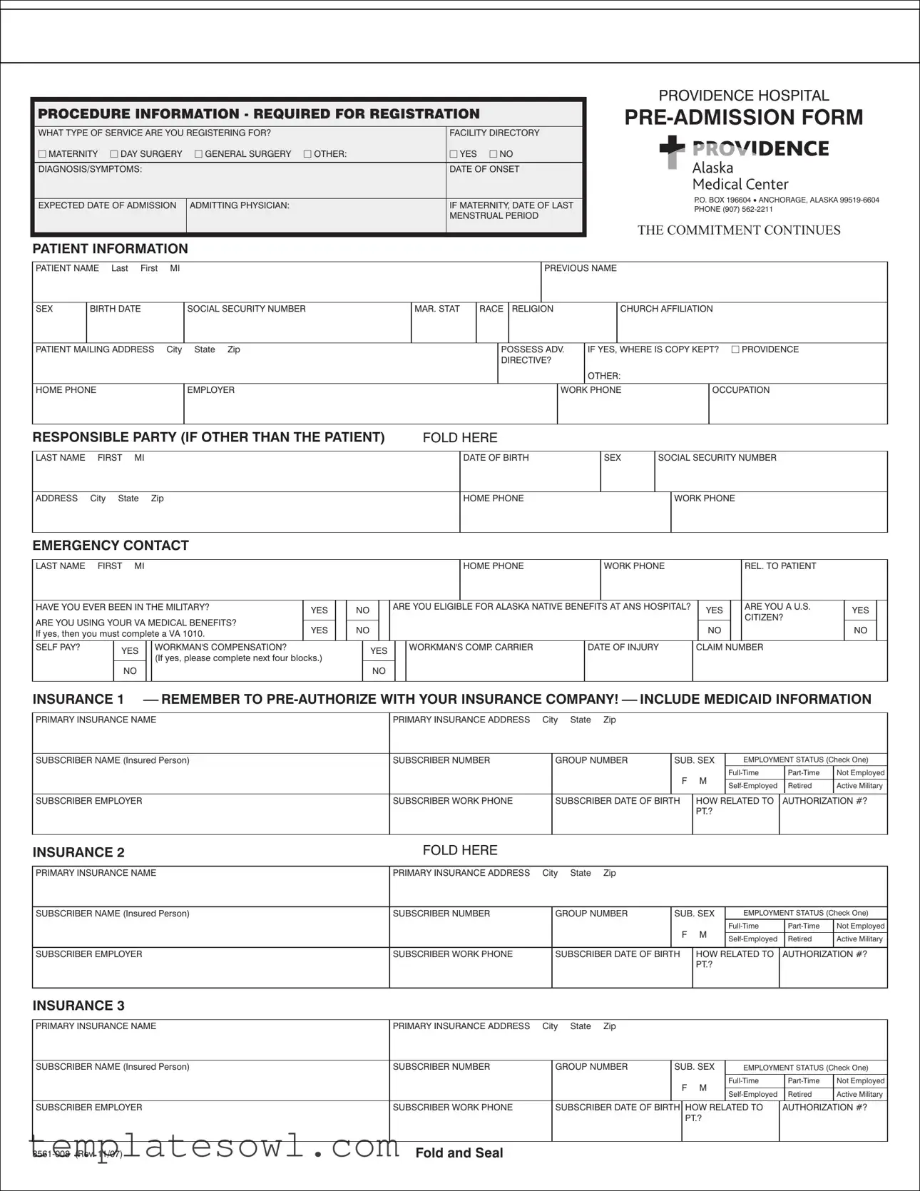 Fill Out Your Hospital Admit Form