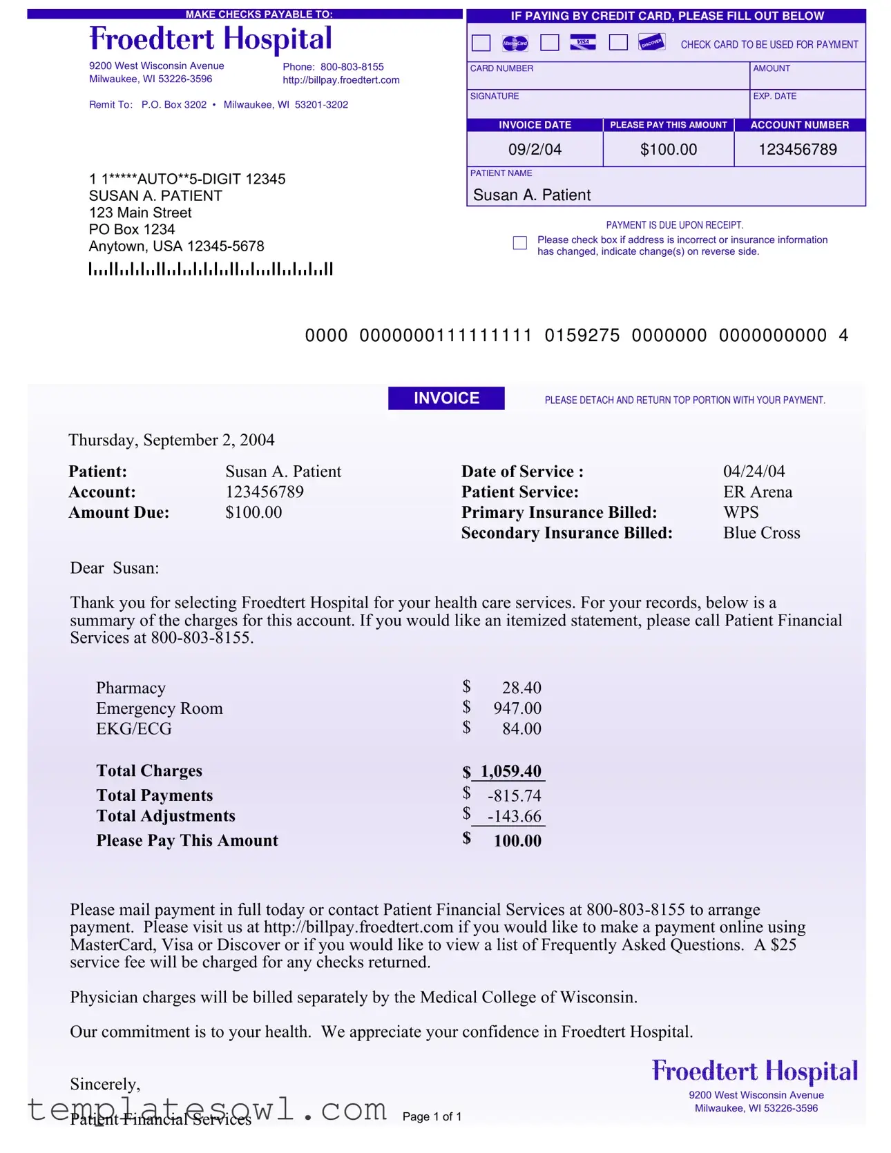 Fill Out Your Hospital Bill Form