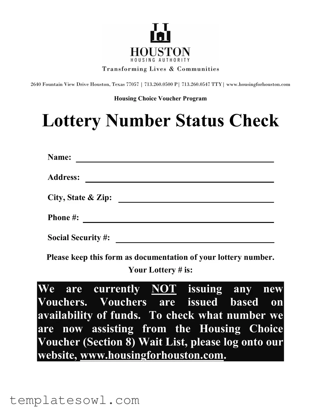 Fill Out Your Houston Housing Lottery Form