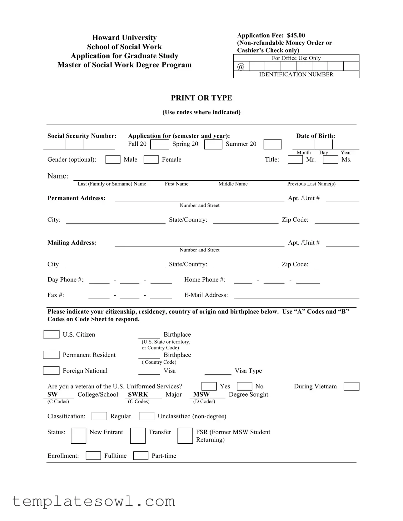Fill Out Your Howard University Application Form