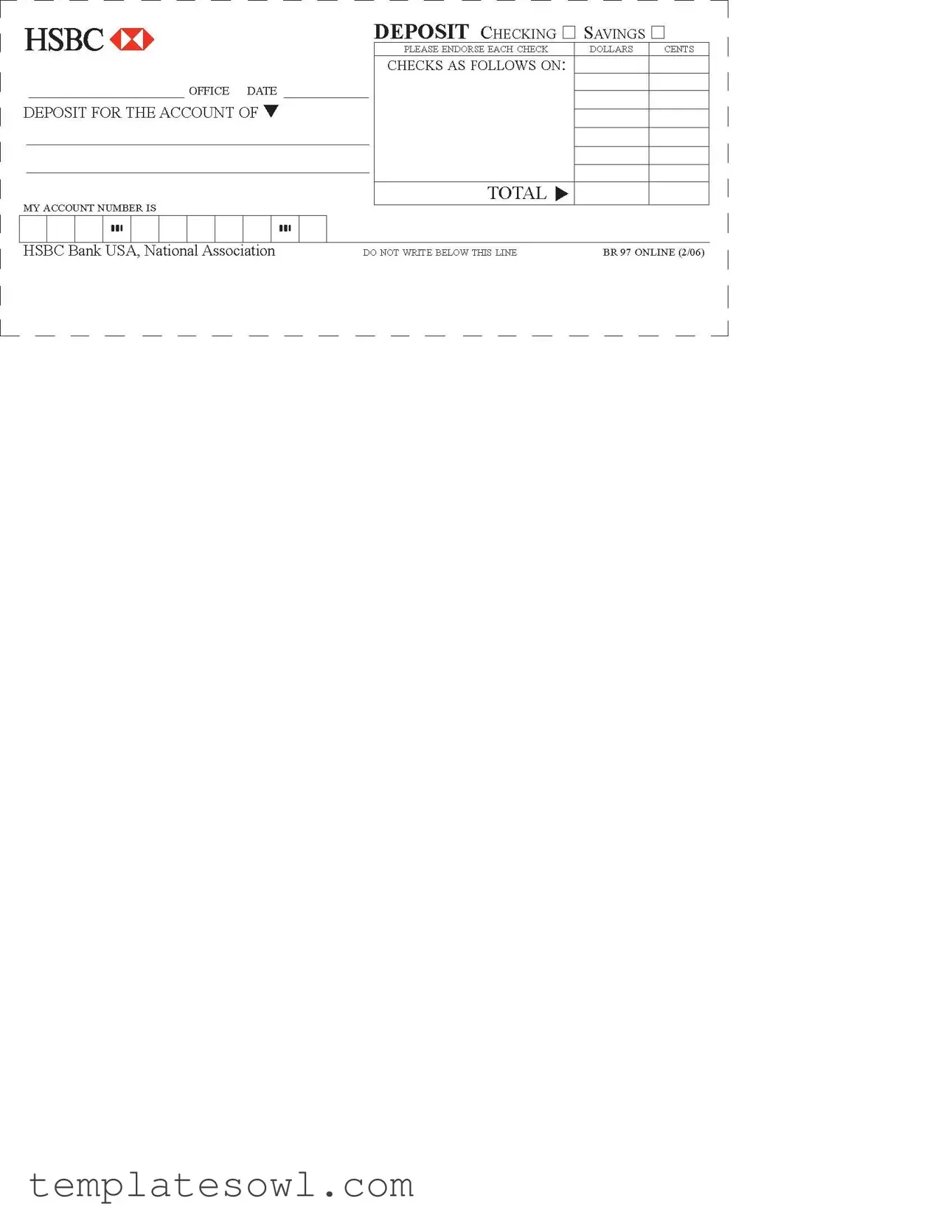 Fill Out Your Hsbc Bank Deposit Slip Form