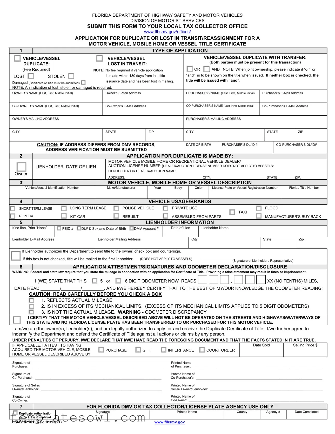 Fill Out Your Hsmv 82101 Form