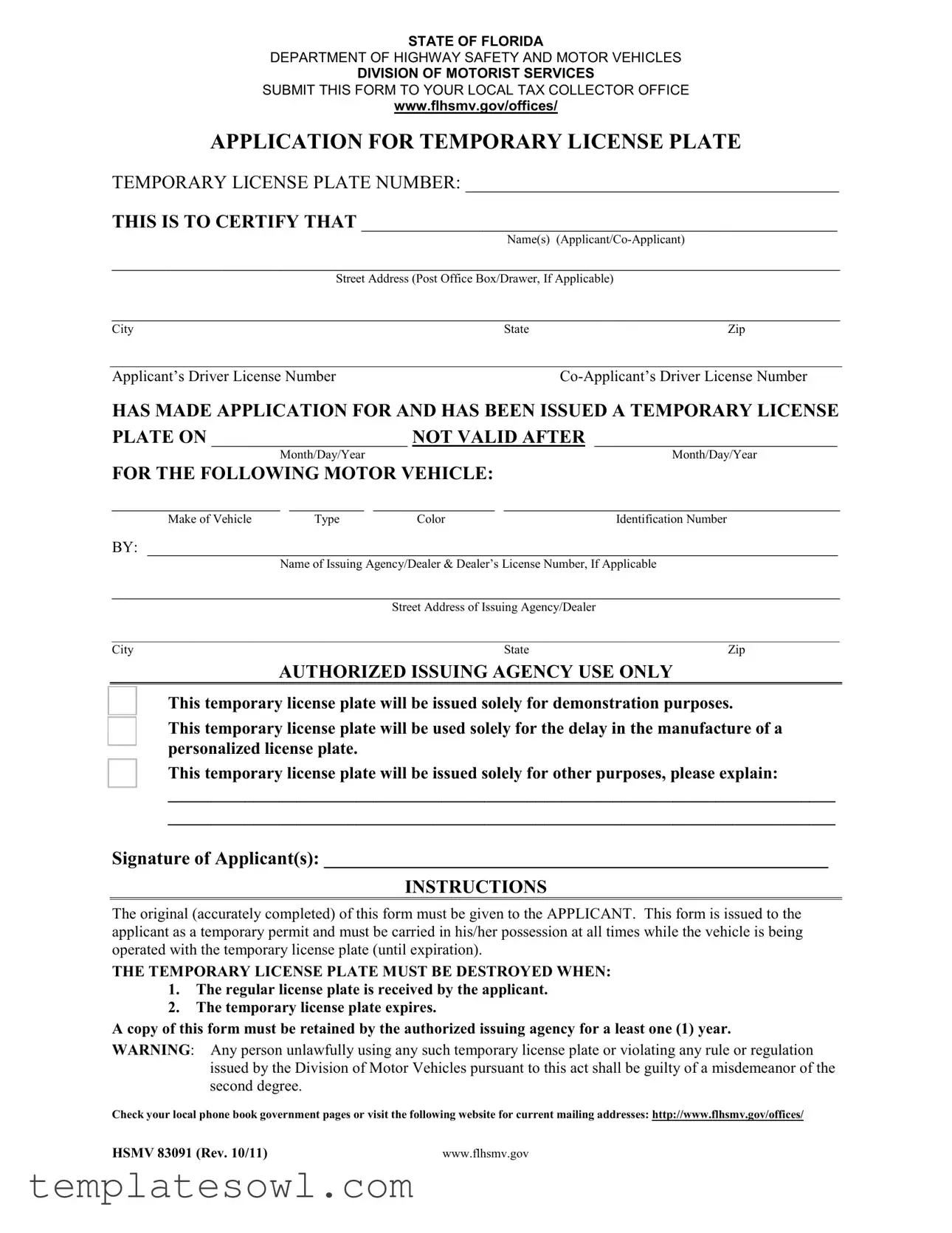 Fill Out Your Hsmv 83091 Form