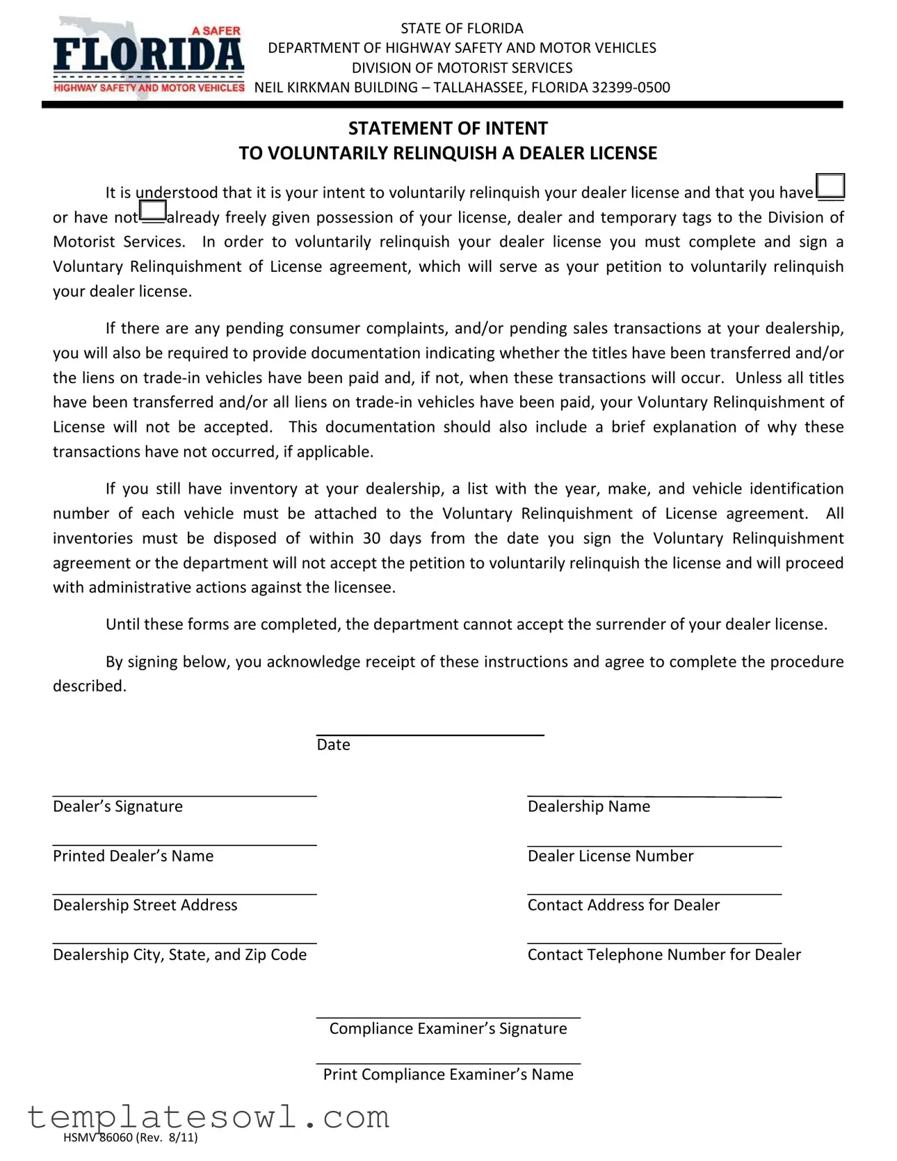 Fill Out Your Hsmv 86060 Form