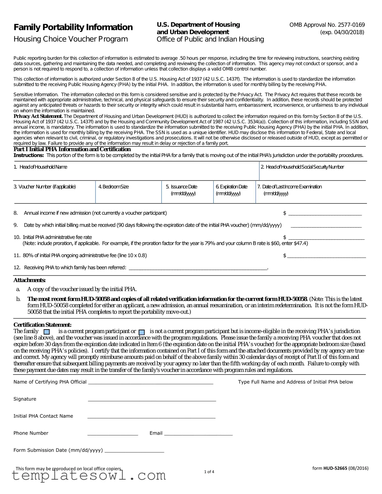 Fill Out Your Hud 52665 Form