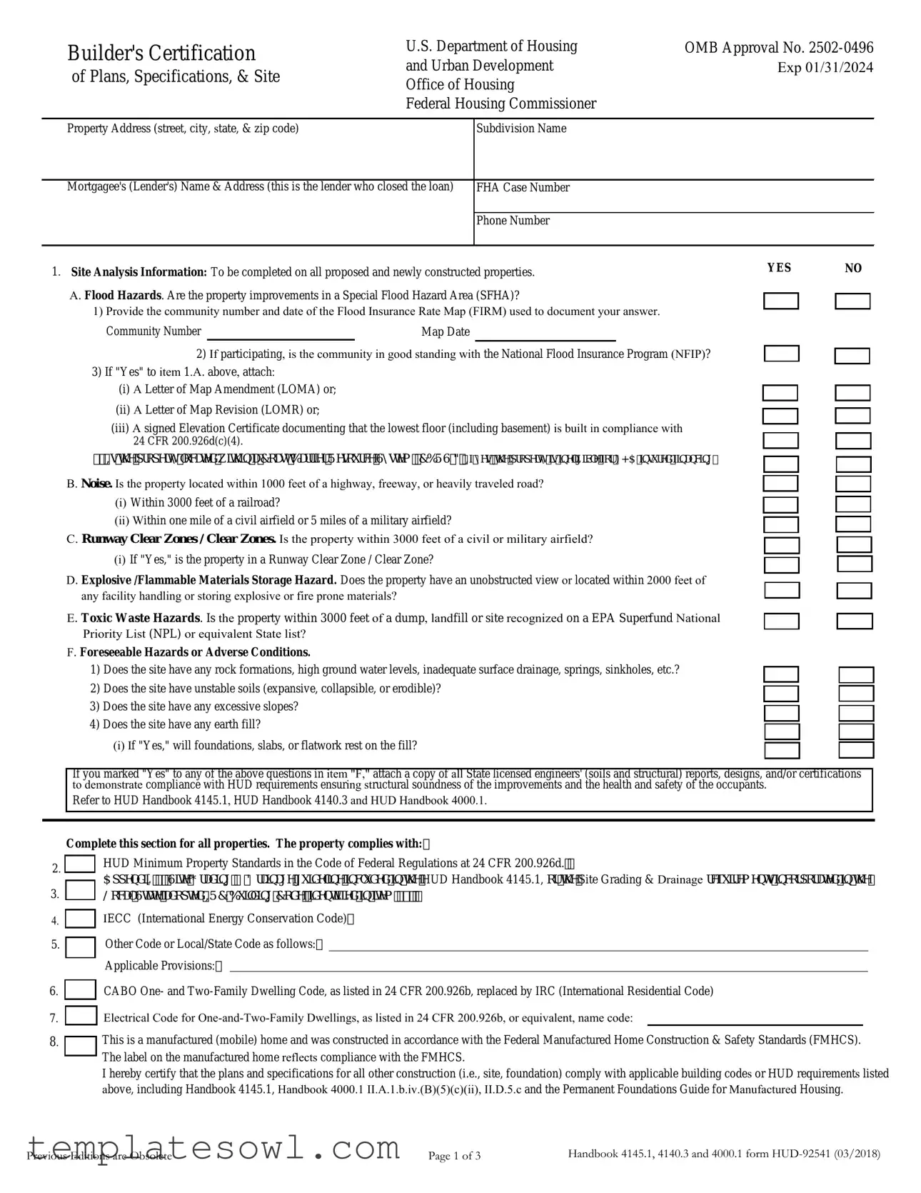 Fill Out Your Hud 92541 Form