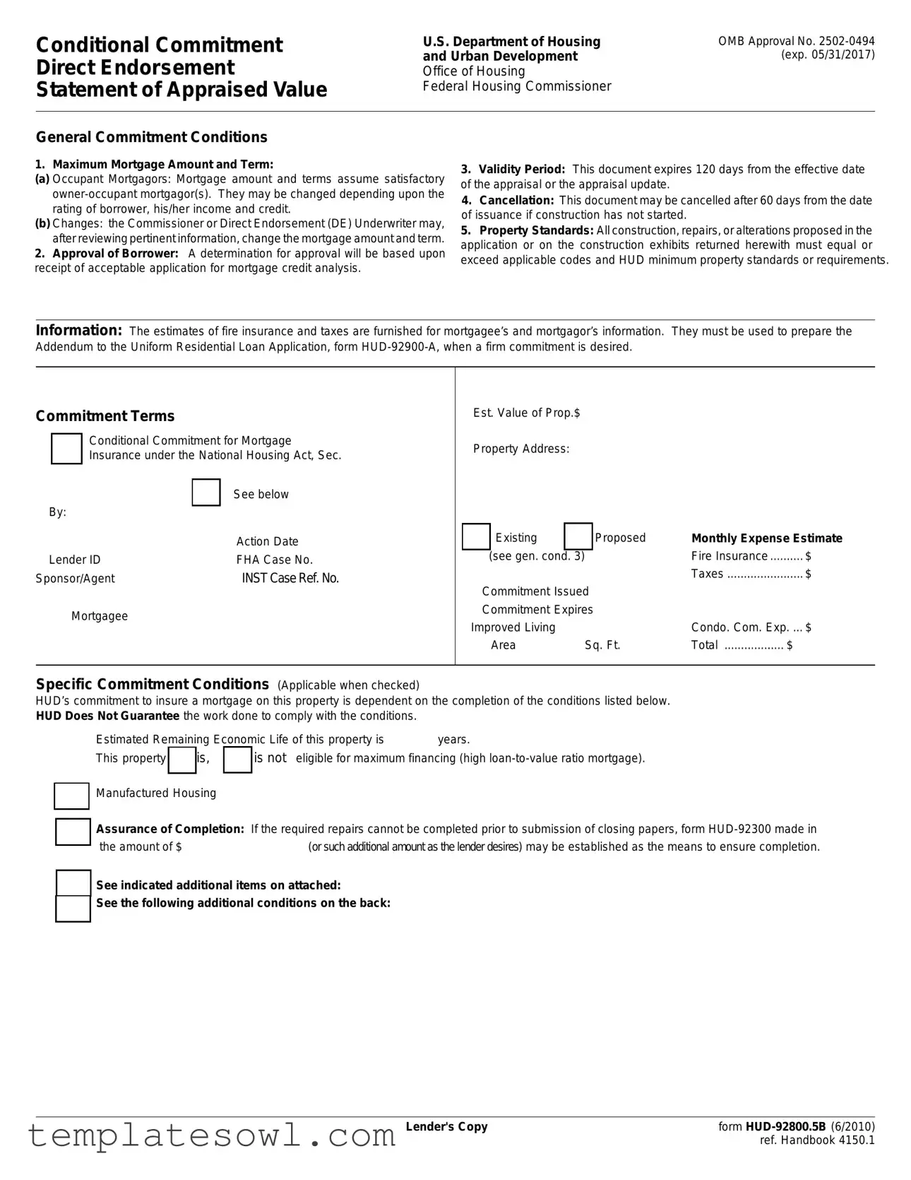 Fill Out Your Hud 92800 5B Form
