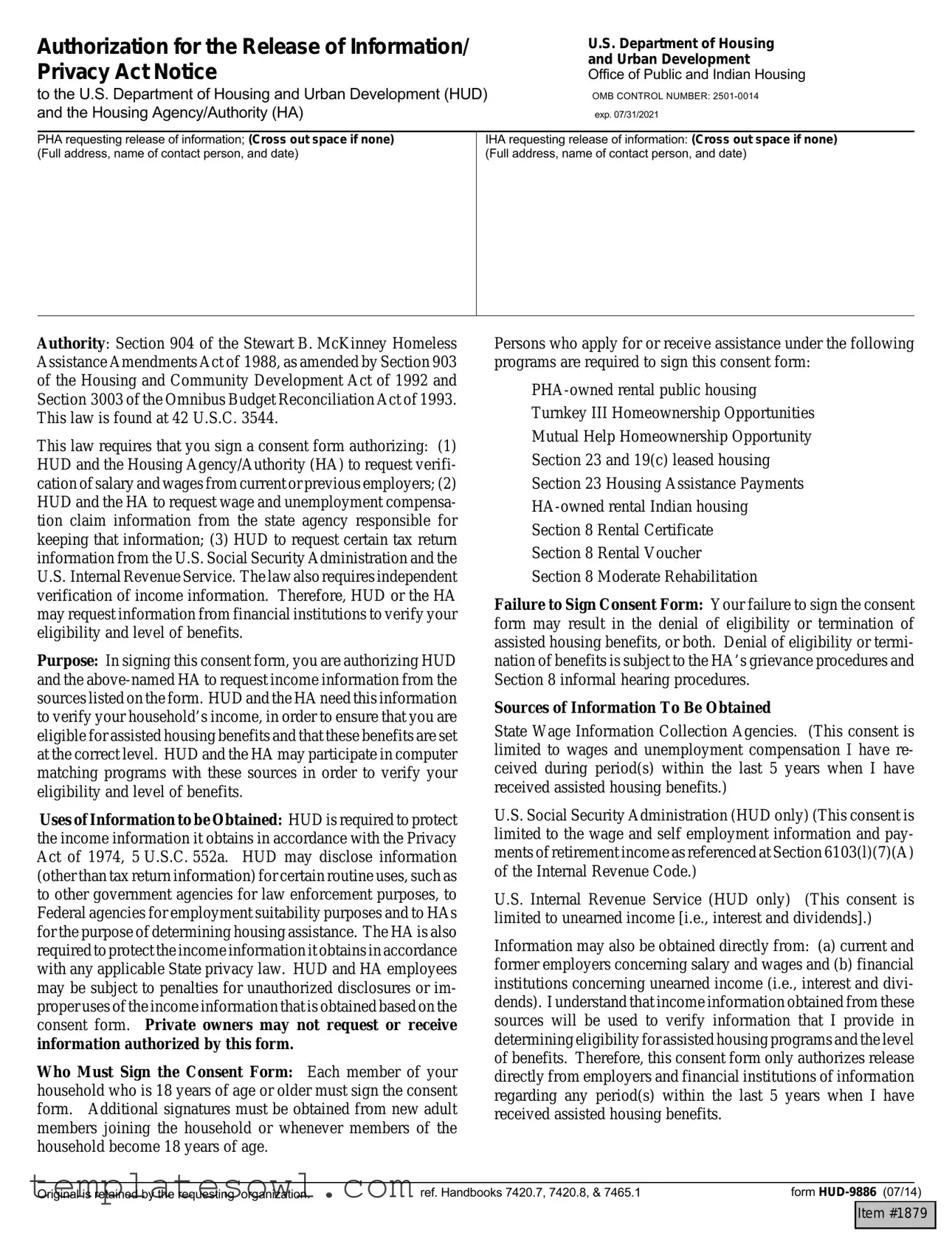 Fill Out Your Hud 9886 Form