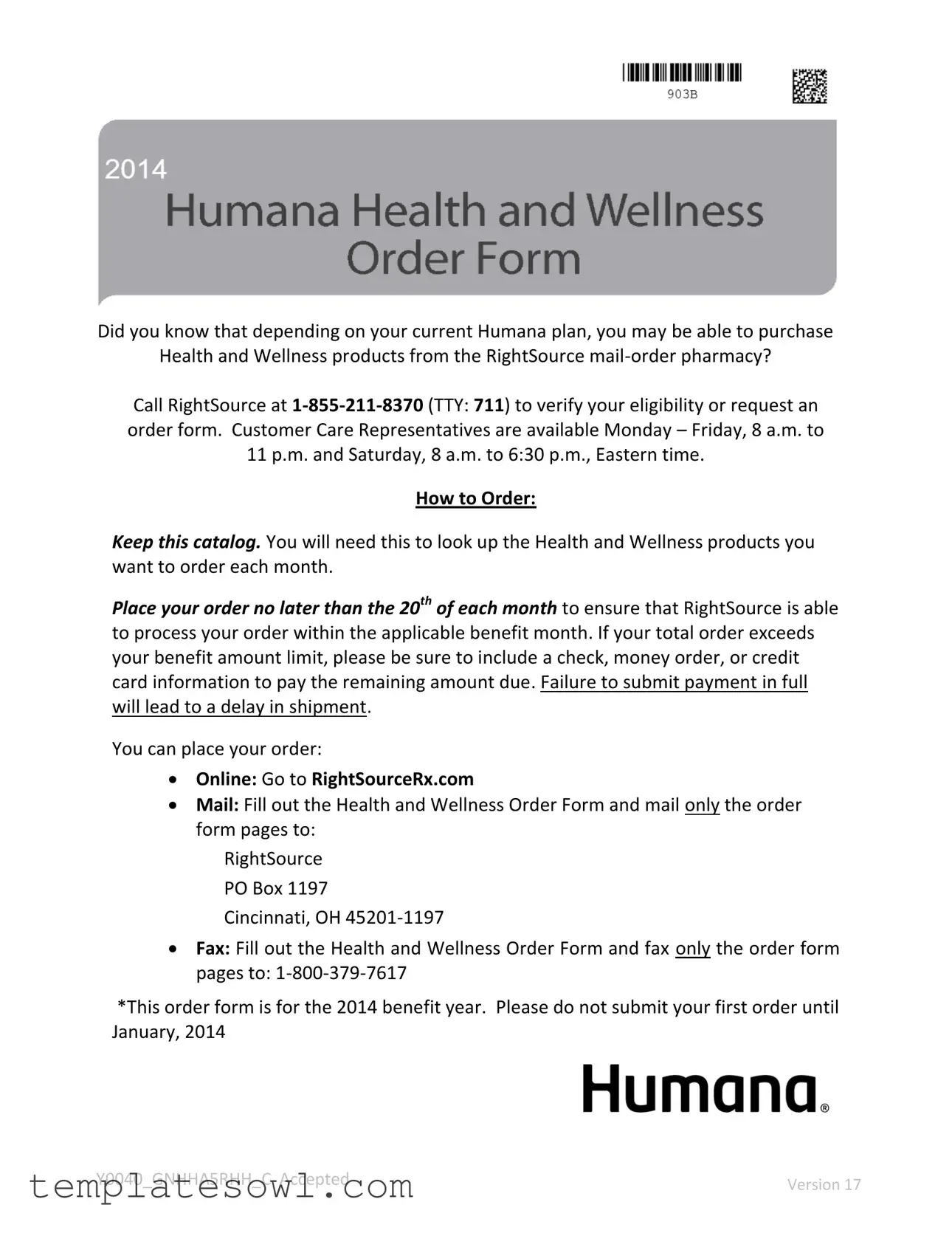 Fill Out Your Humana Order Form