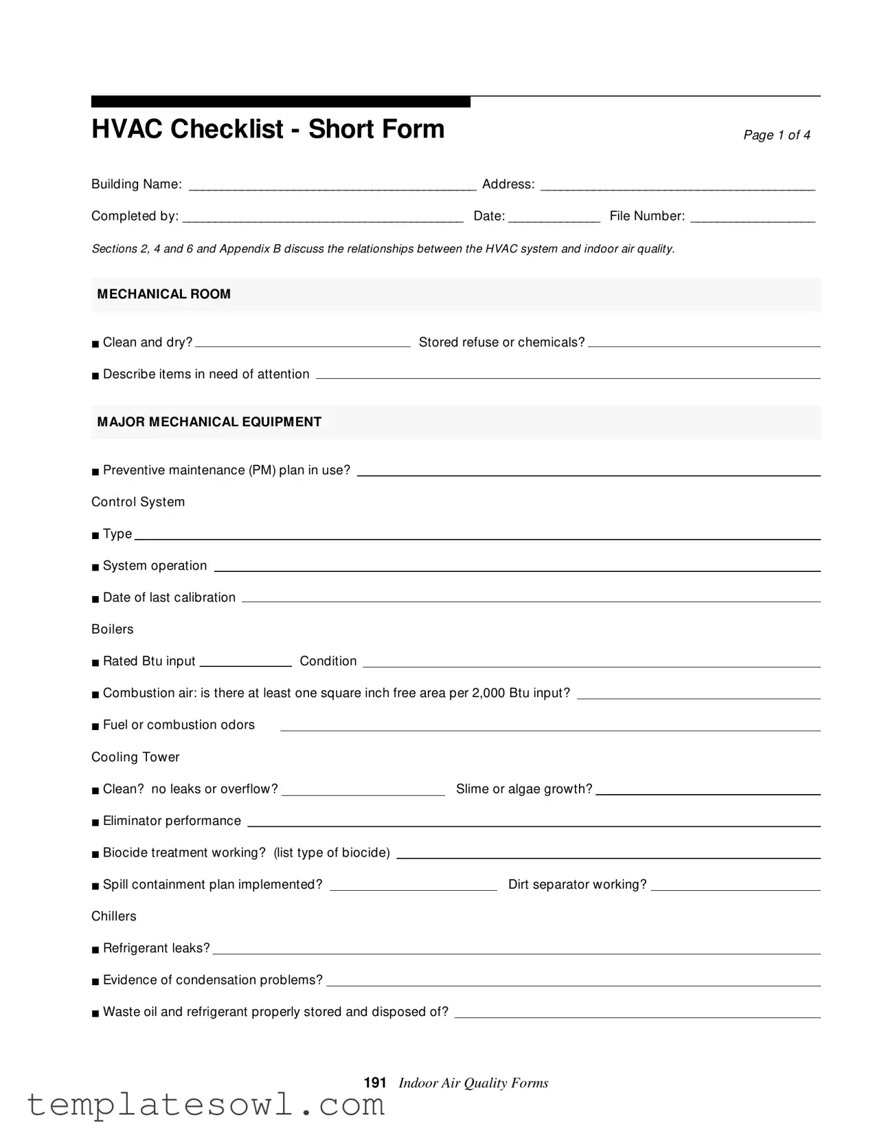 Fill Out Your Hvac Inspection Checklist Form