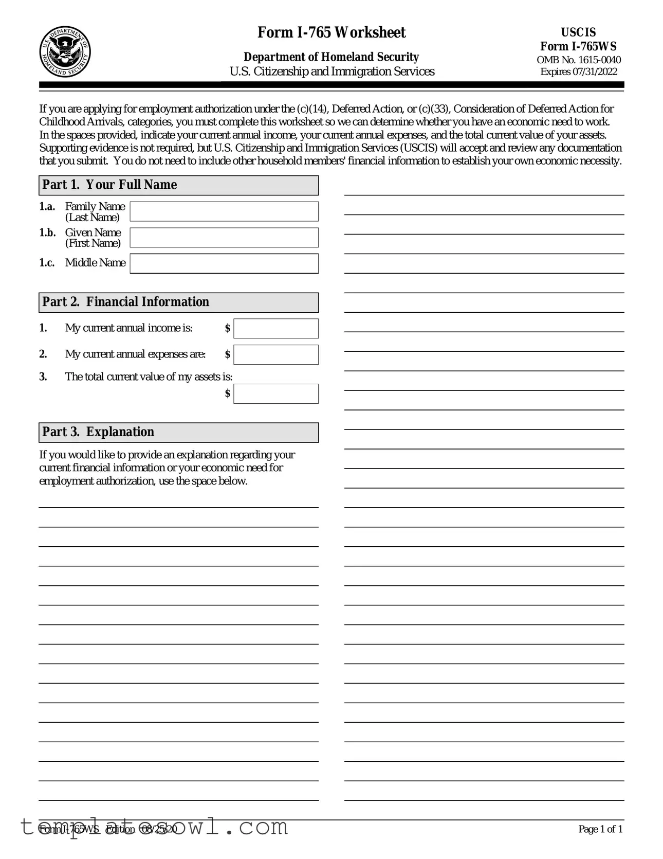 Fill Out Your I 765Ws Form