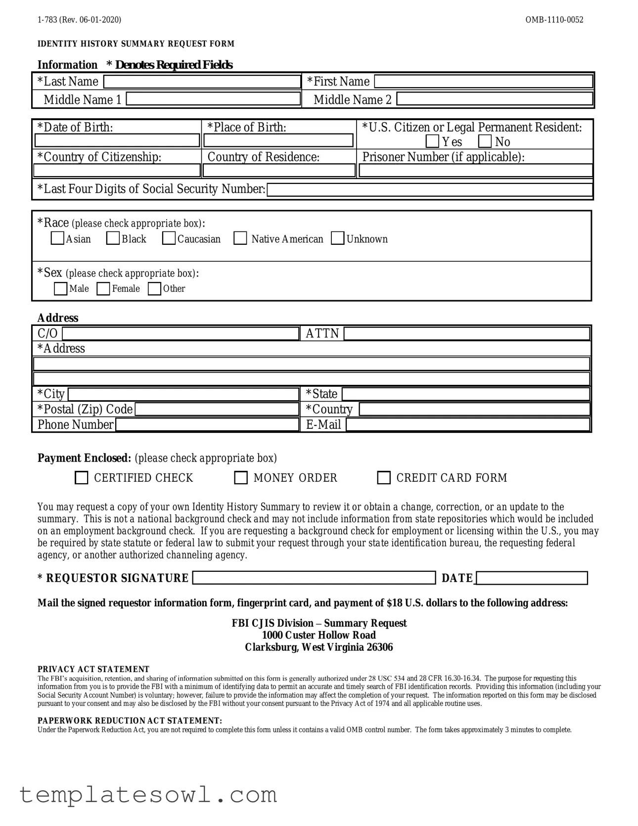 Fill Out Your I 783 Form