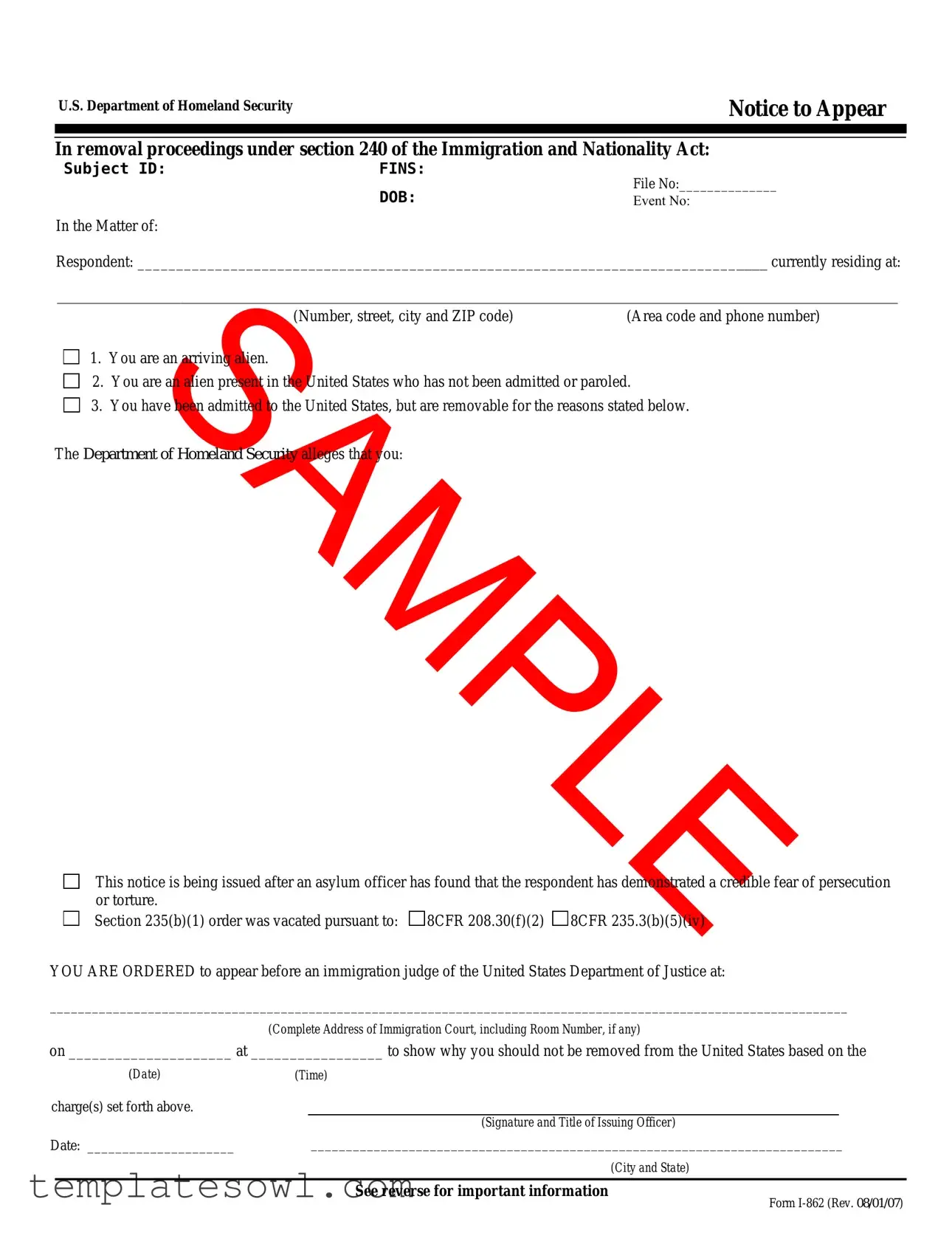 Fill Out Your I 862 Form
