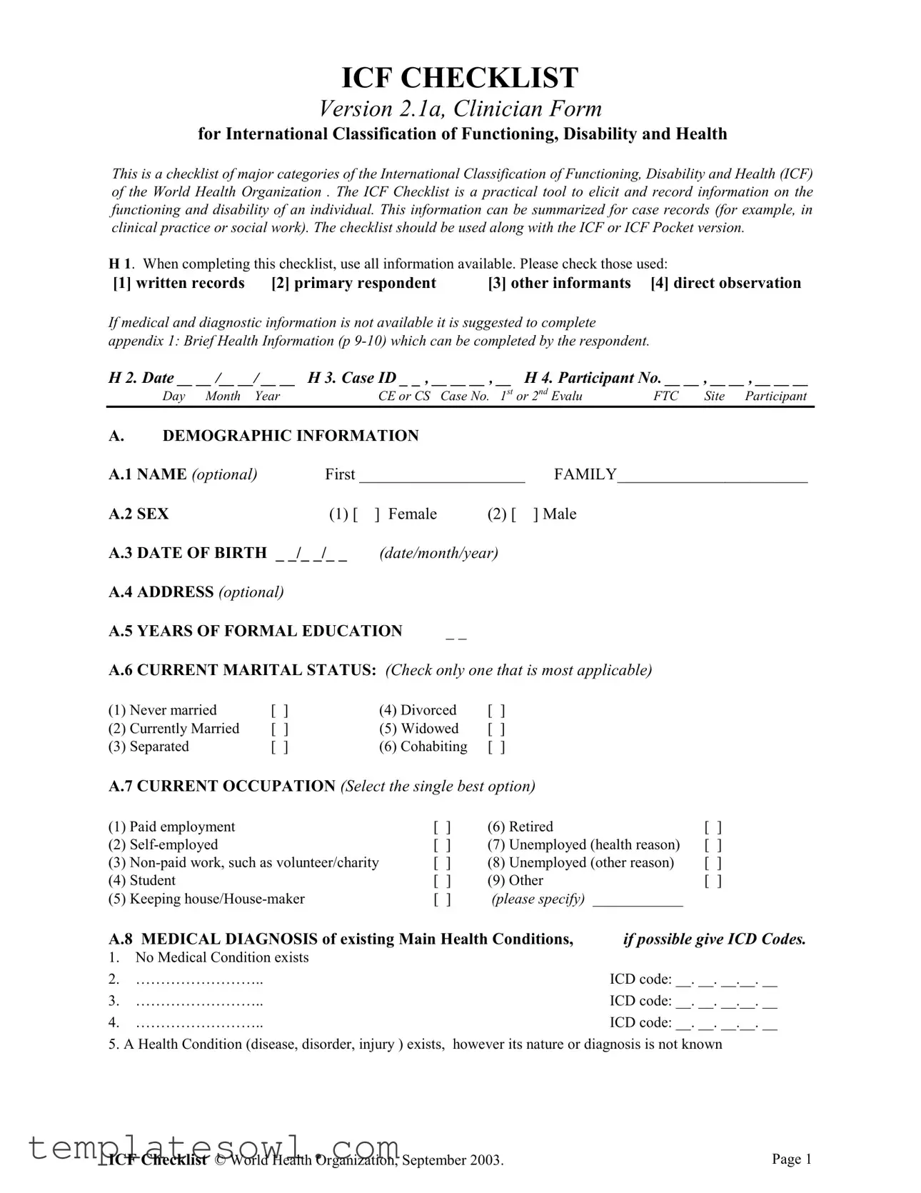 Fill Out Your Icf Checklist Form