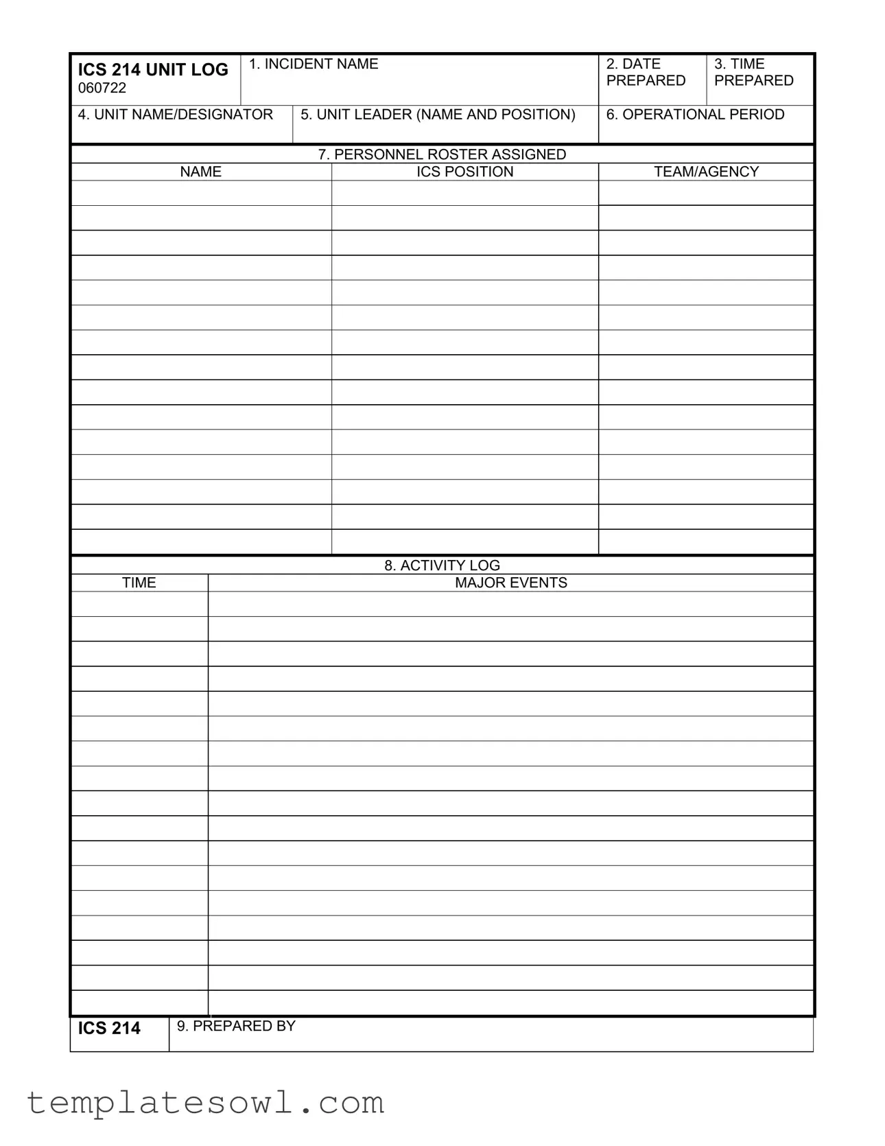Fill Out Your Ics 214 Unit Log Form