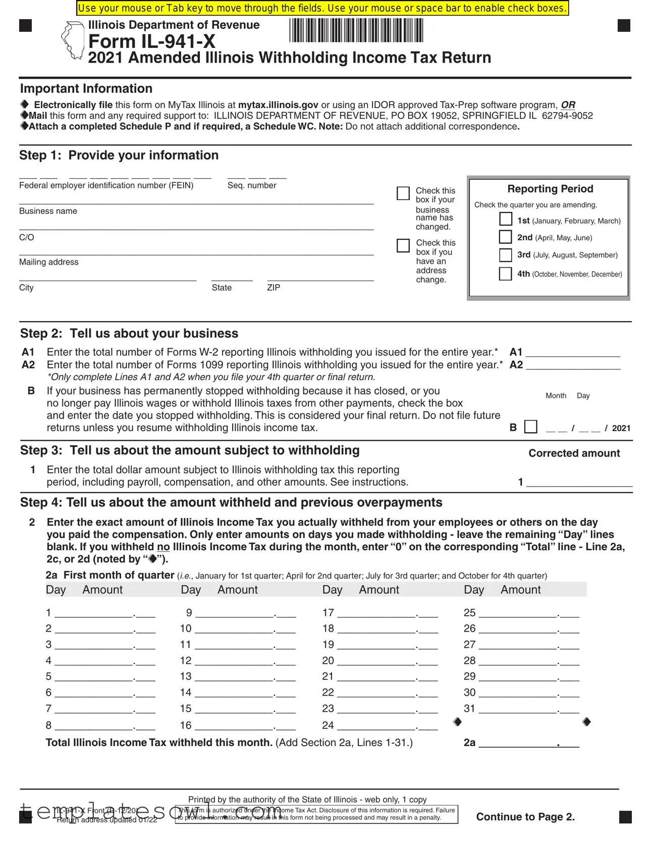 Fill Out Your Il 941 X Form