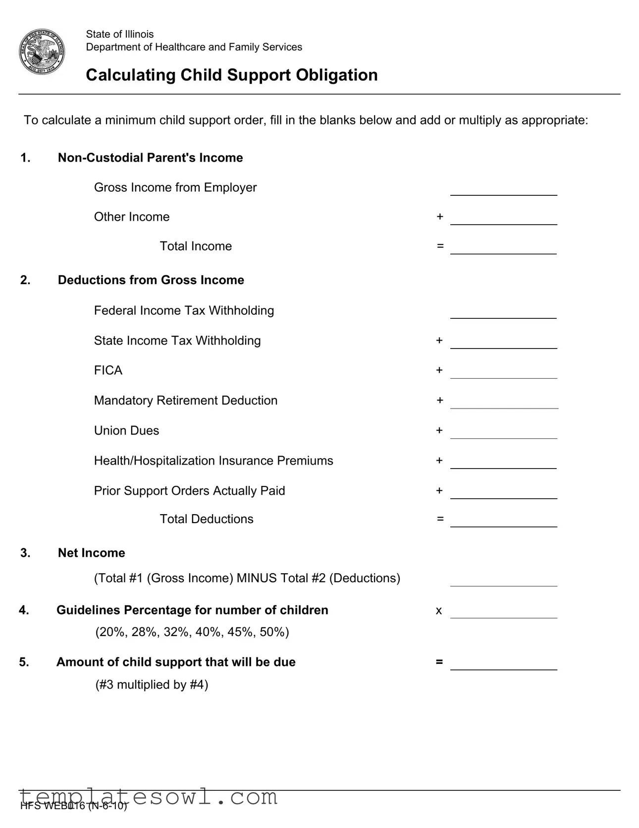 Fill Out Your Illinois Calculating Support Form
