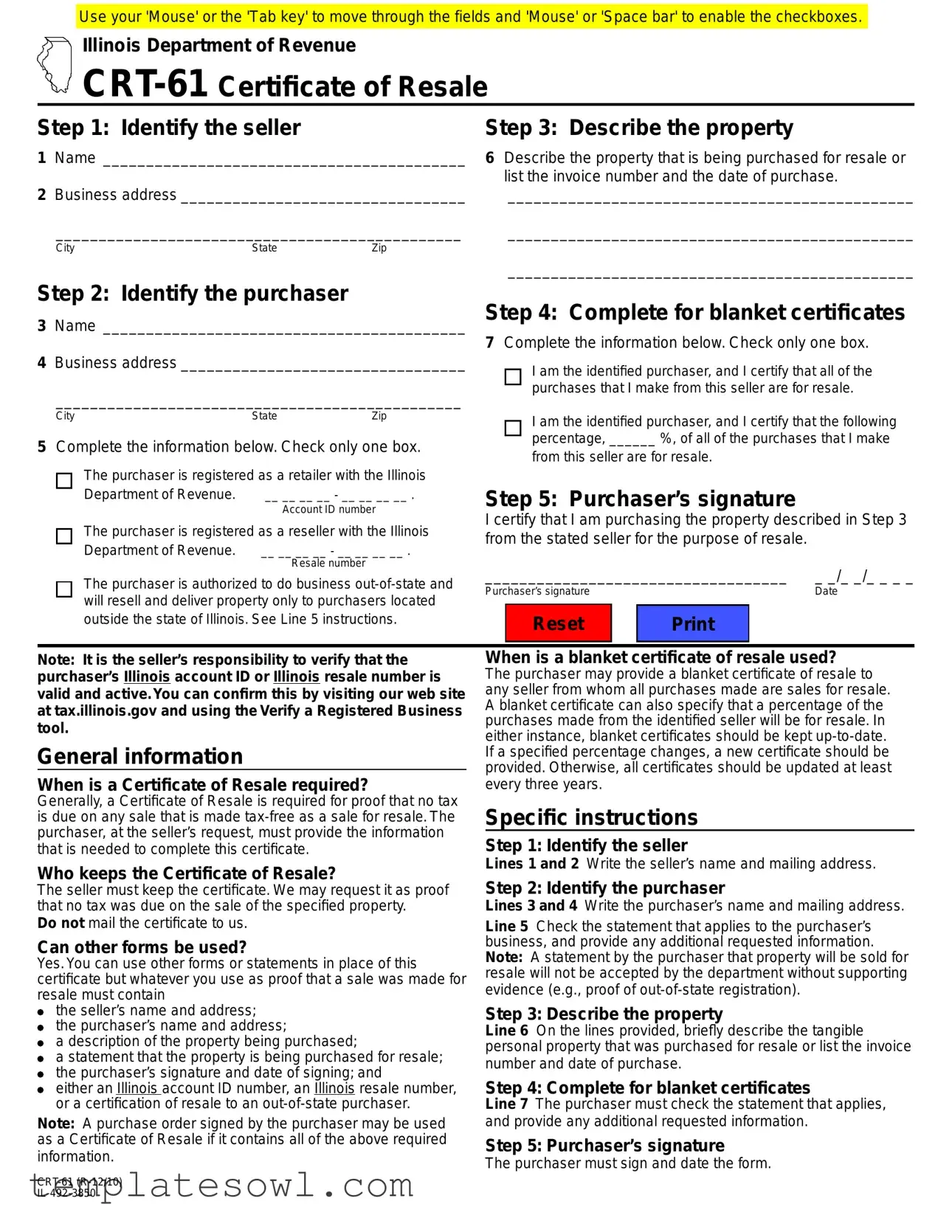 Fill Out Your Illinois Crt 61 Form