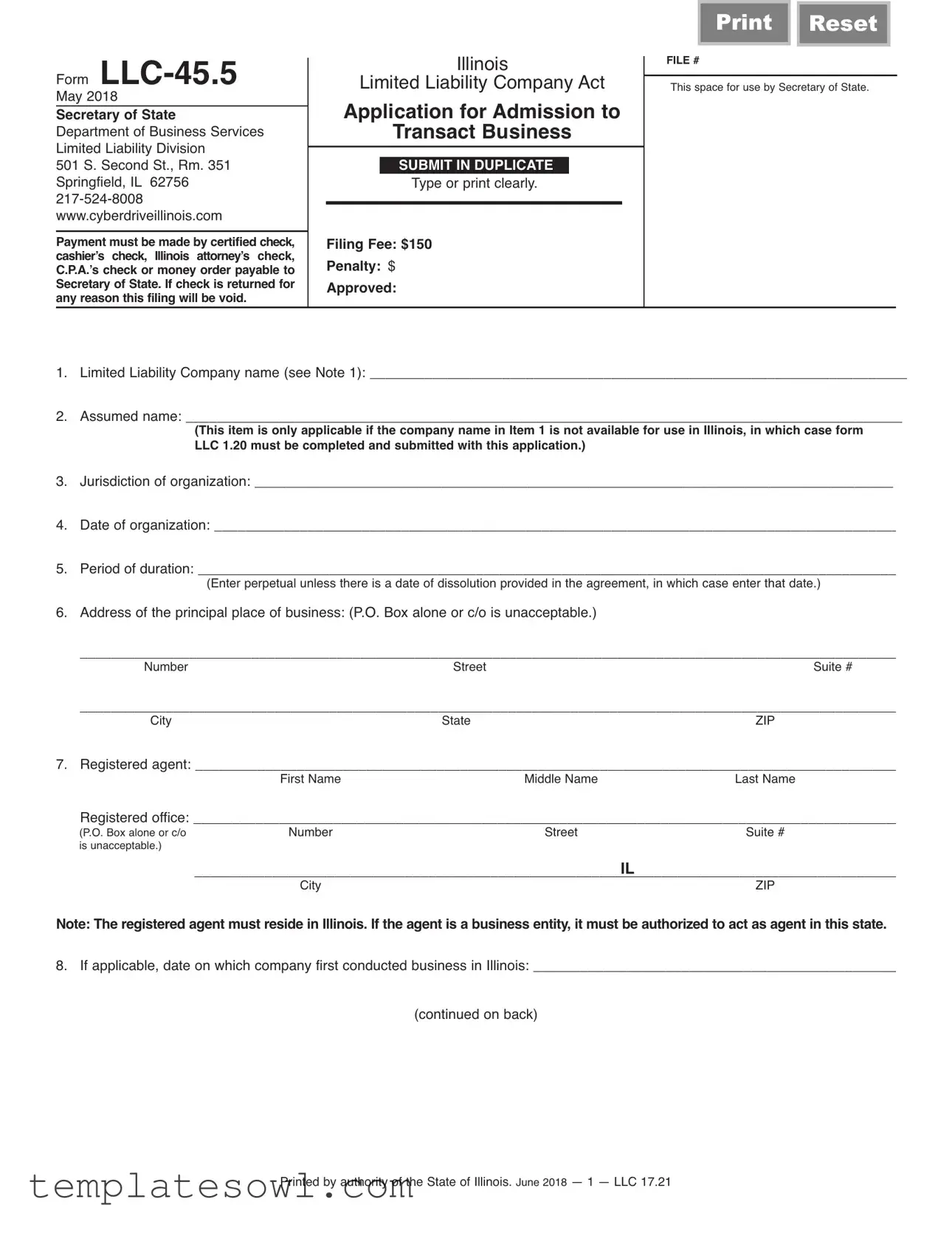 Fill Out Your Illinois Llc 45 5 Form