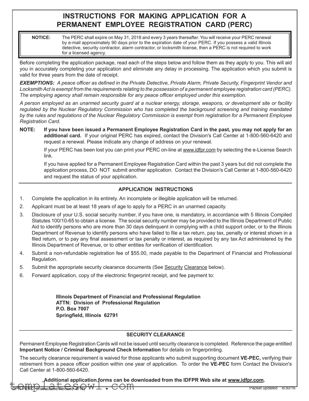 Fill Out Your Illinois Perc Card Form