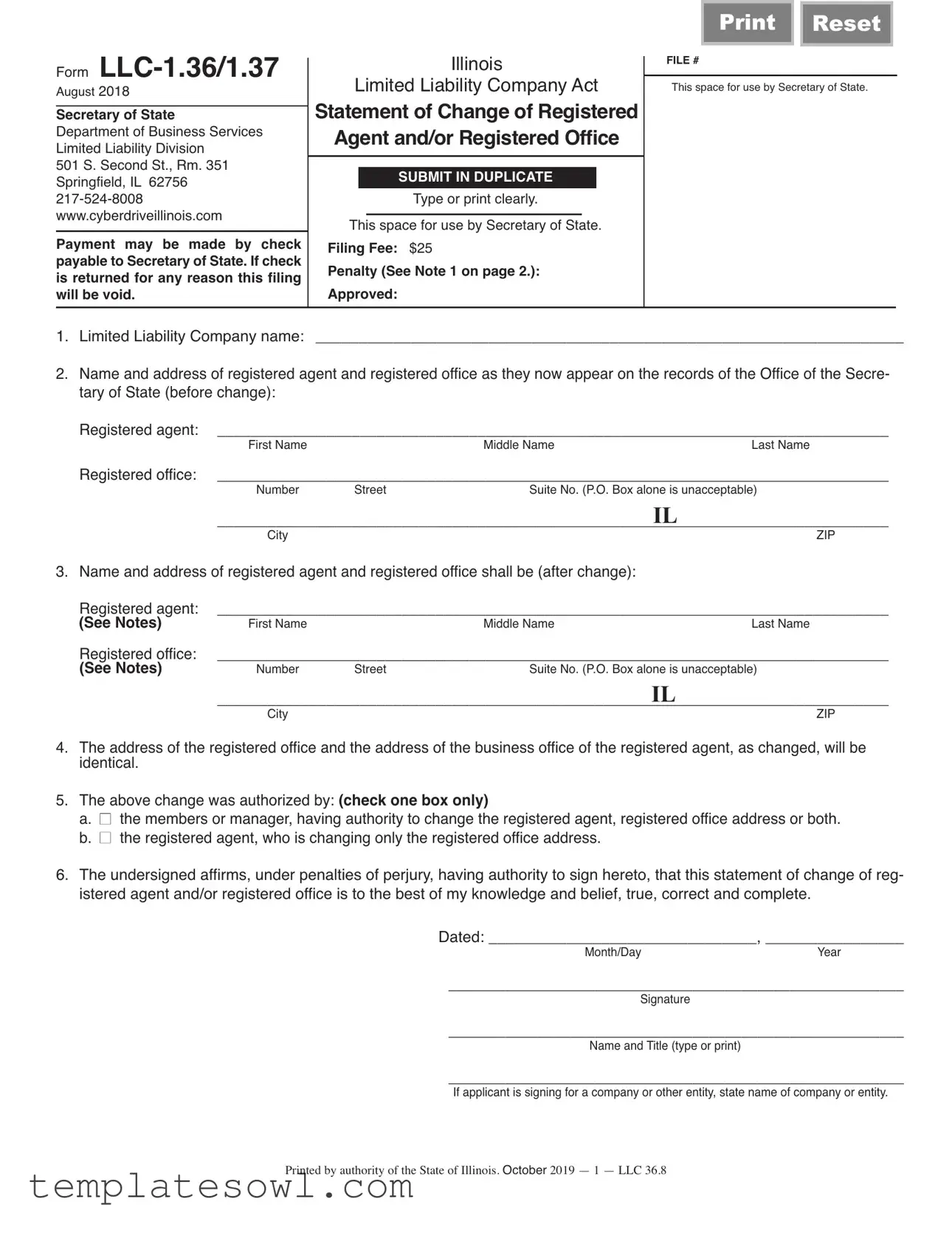 Fill Out Your Illinois Statement Of Change Form
