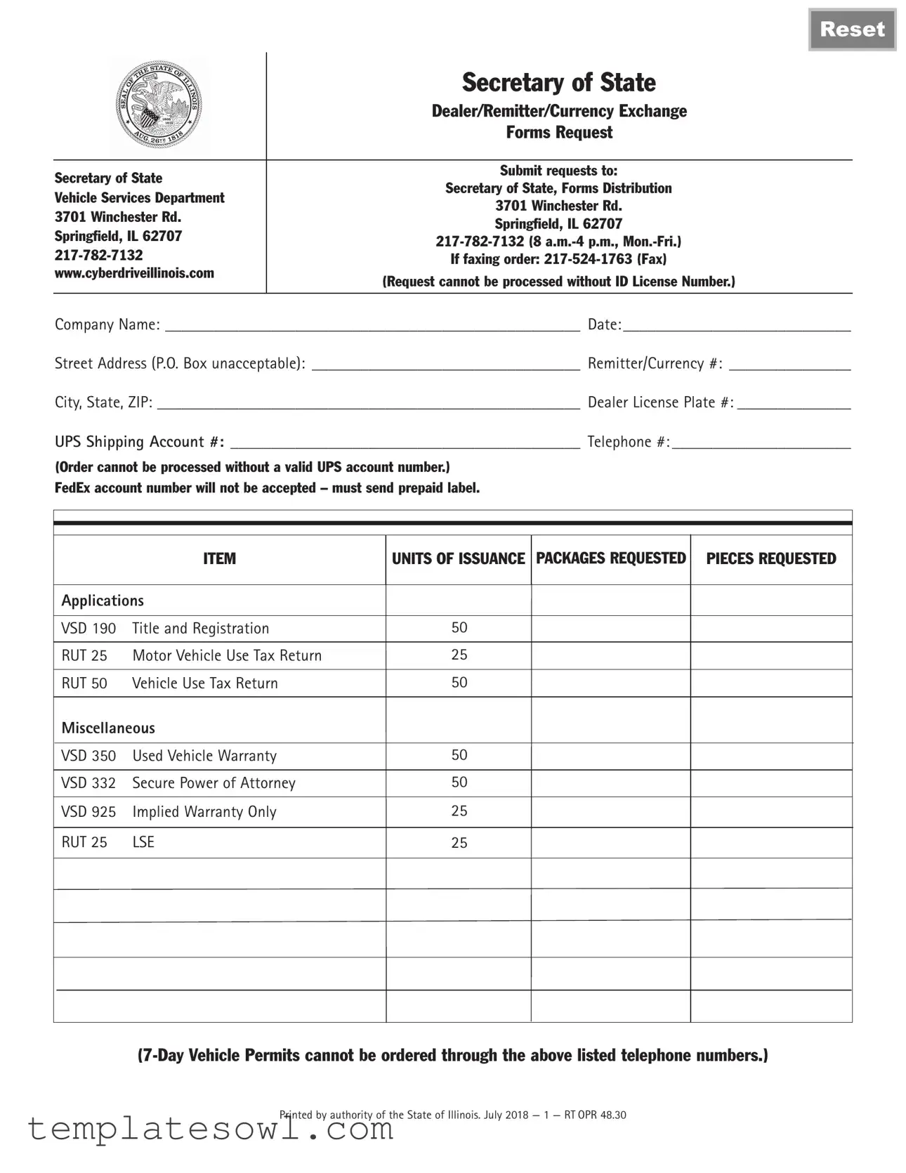 Fill Out Your Illinois Vsd 190 Form