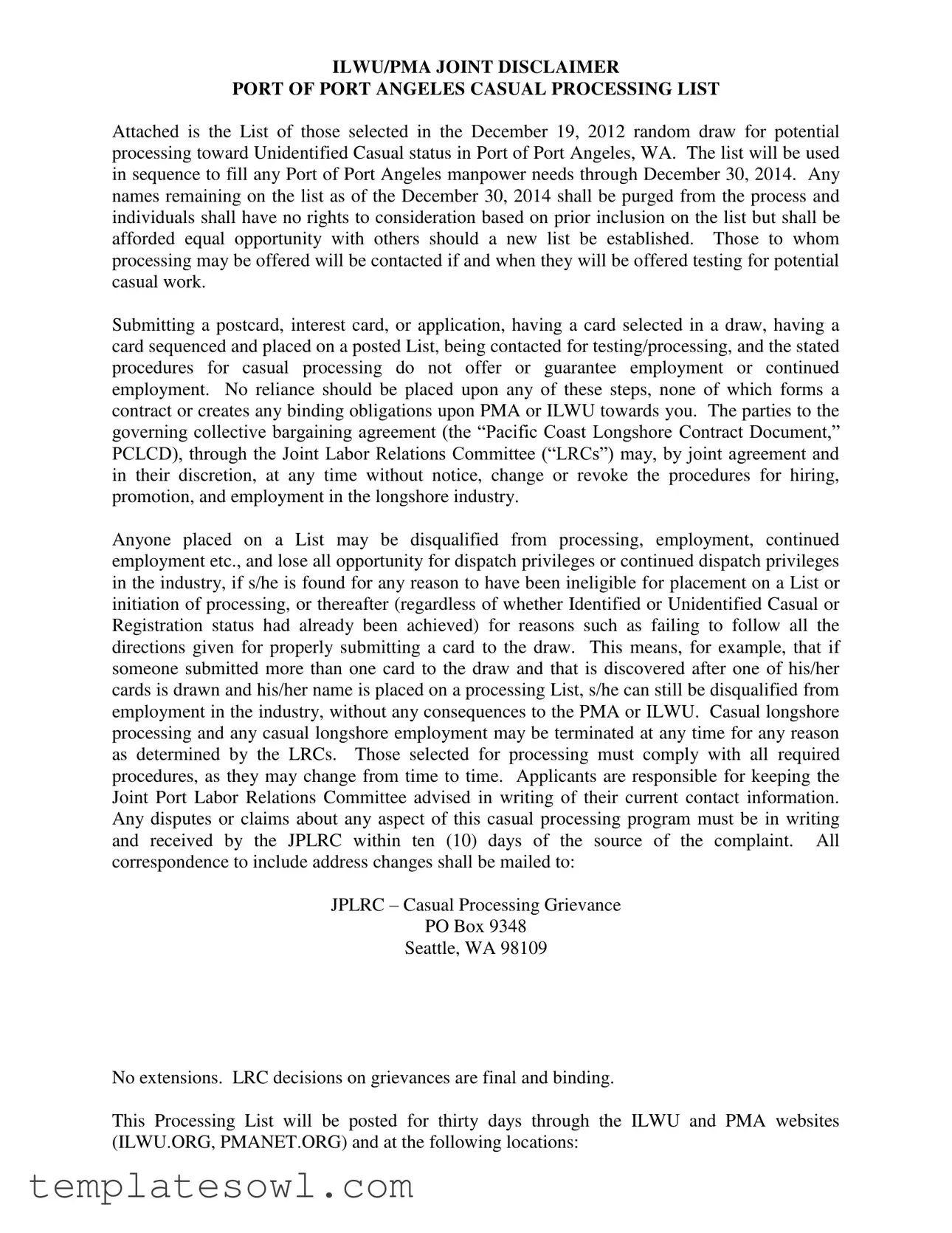 Fill Out Your Ilwu Casual Lottery Form